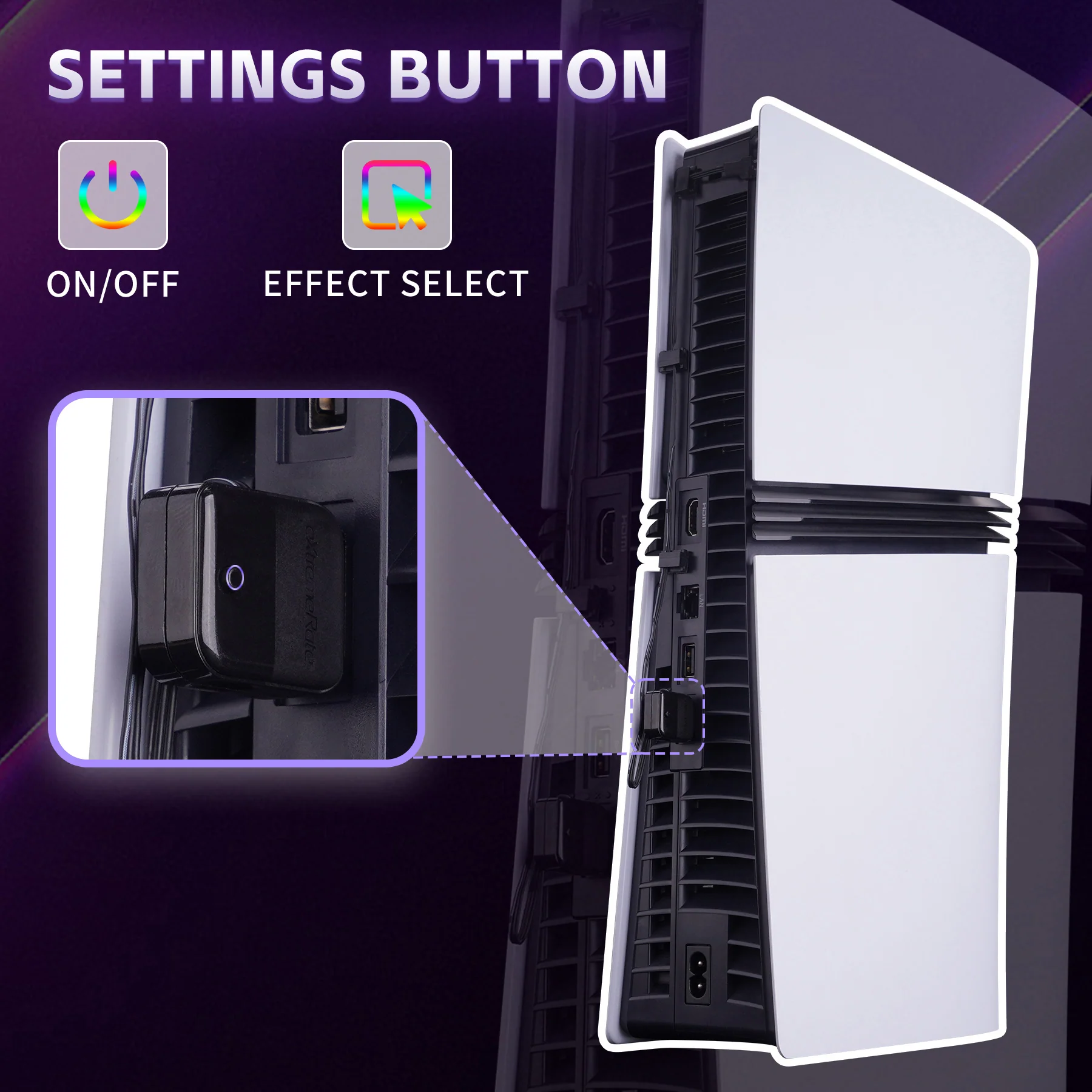 eXtremeRate RGB RAINBOW Logo LED Kit for PS5 Slim/Pro Disc & Digital Console - 7 Colors 40 Effects - Image 9
