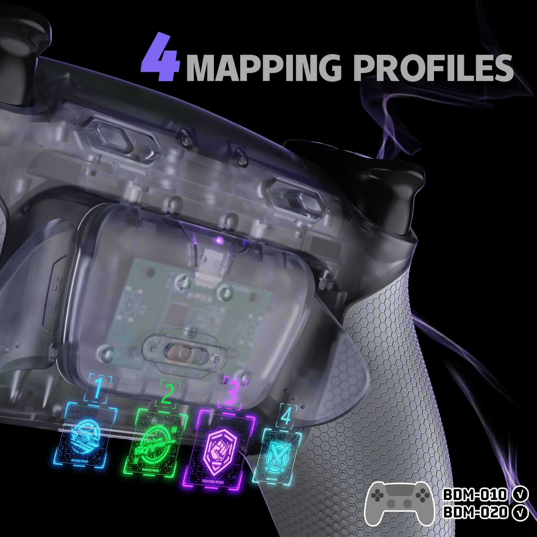 eXtremeRate RISE Plus MAX Back Paddles Kit with Clicky Trigger Stops & Rubberized Grip for PS5 Controller BDM-010/020 - Clear & Gray - Image 6