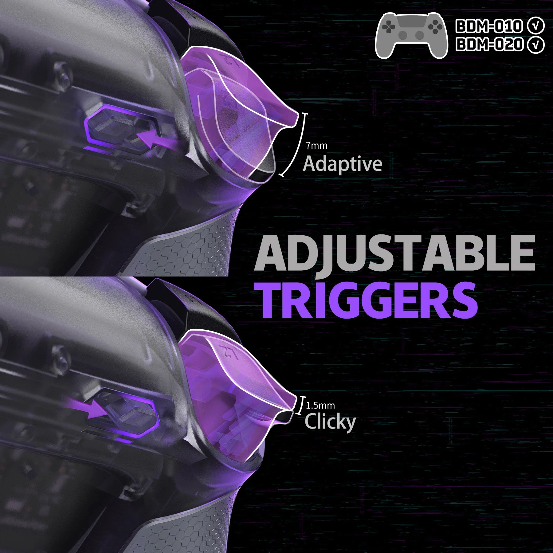 eXtremeRate RISE Plus MAX Back Paddles Kit with Clicky Trigger Stops & Rubberized Grip for PS5 Controller BDM-010/020 - Clear & Gray - Image 7