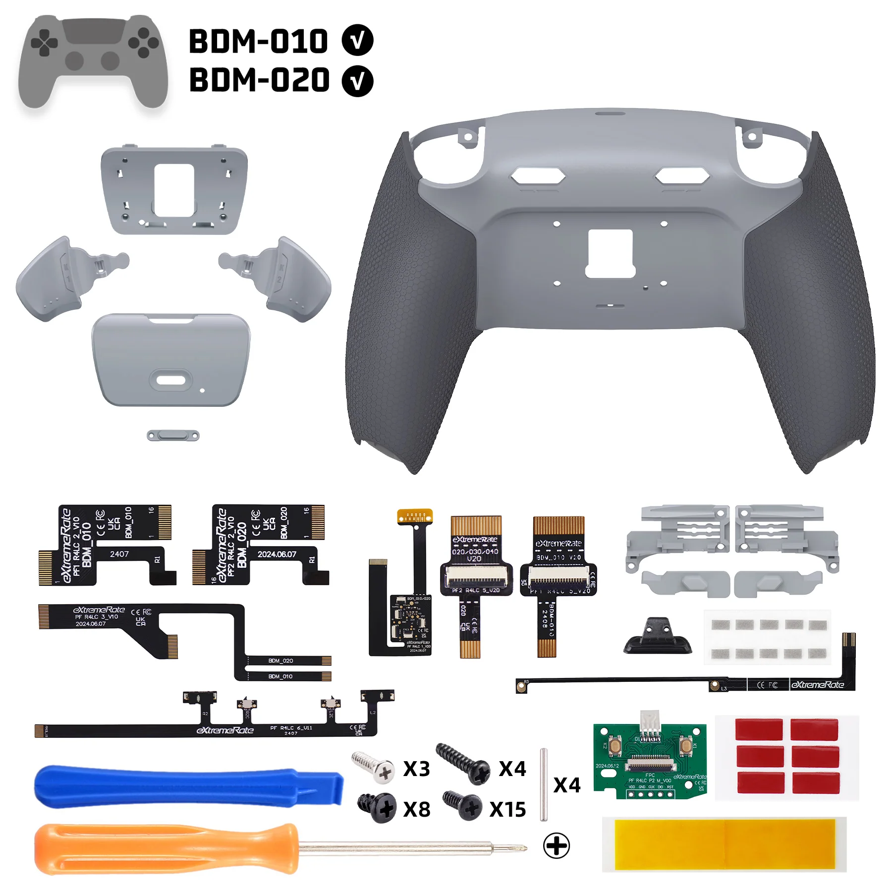 eXtremeRate RISE Plus MAX Back Paddles Kit with Clicky Trigger Stops & Rubberized Grip for PS5 Controller BDM-010/020 - New Hope Gray & Classic Gray - Image 2