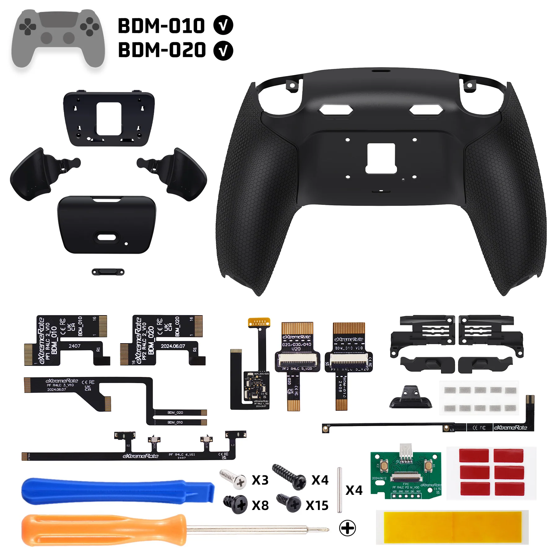 eXtremeRate RISE Plus MAX Back Paddles Kit with Clicky Trigger Stops & Rubberized Grip for PS5 Controller BDM-010/020 - Black - Image 2