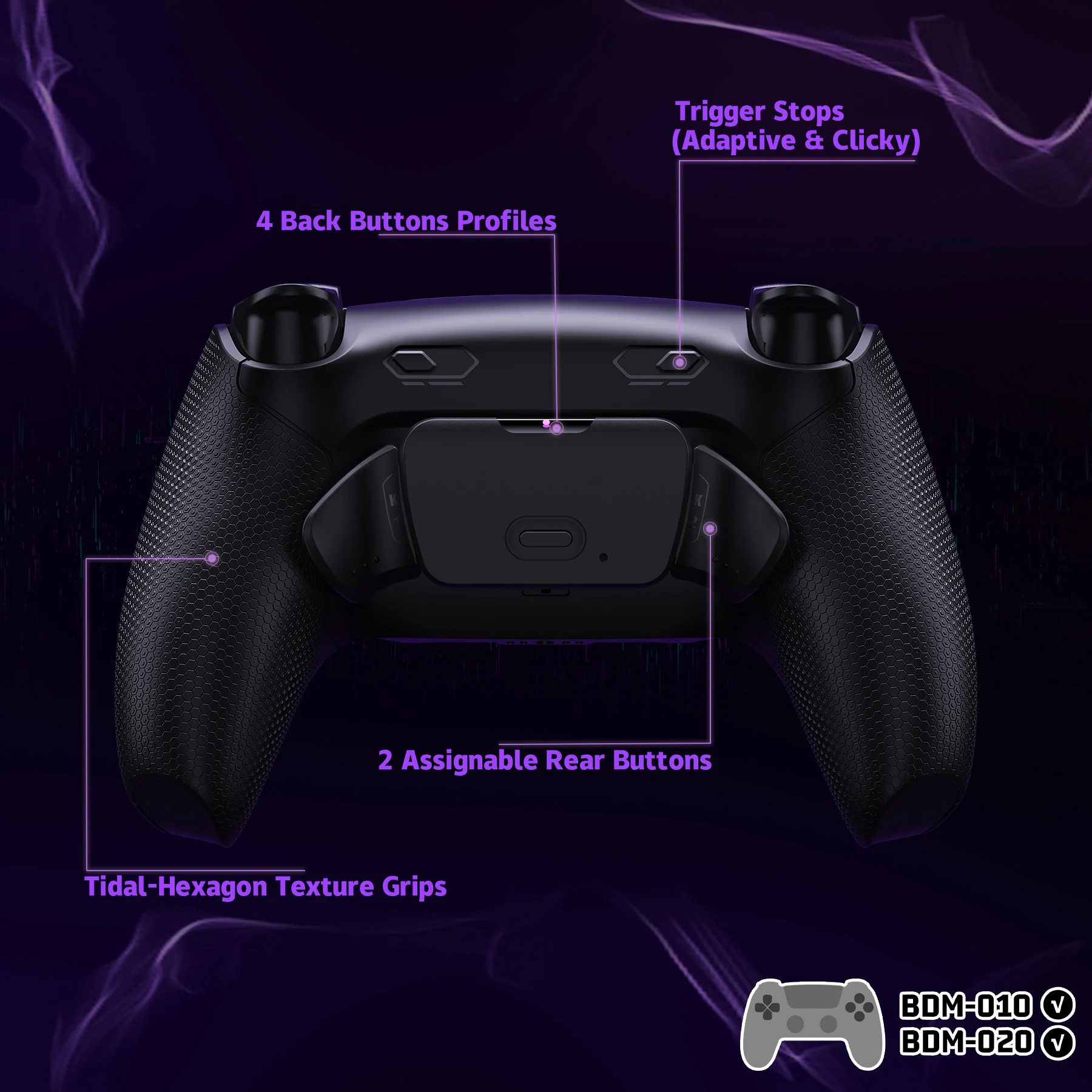 eXtremeRate RISE Plus MAX Back Paddles Kit with Clicky Trigger Stops & Rubberized Grip for PS5 Controller BDM-010/020 - Black - Image 5
