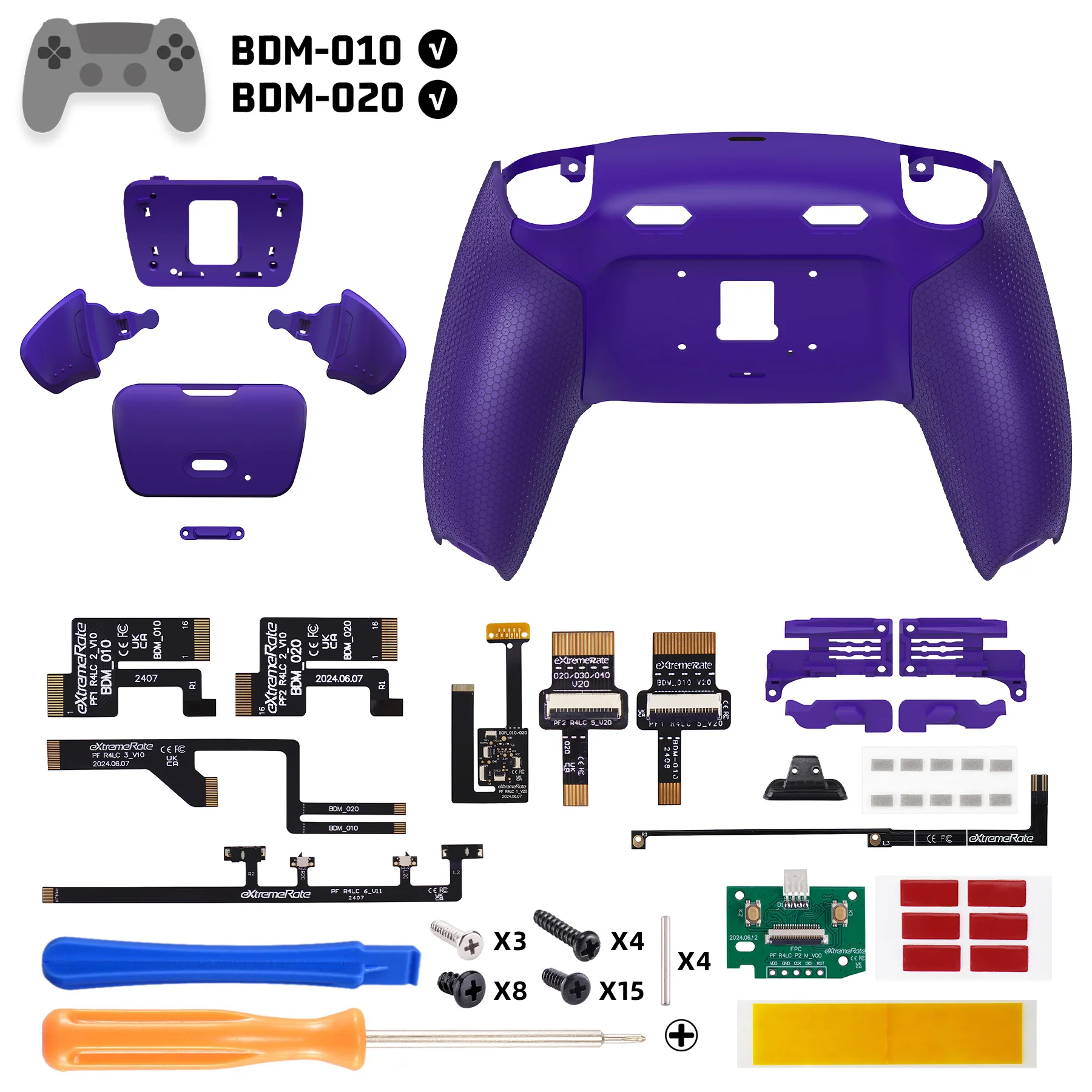 eXtremeRate RISE Plus MAX Back Paddles Kit with Clicky Trigger Stops & Rubberized Grip for PS5 Controller BDM-010/020 - Galactic Purple - Image 2