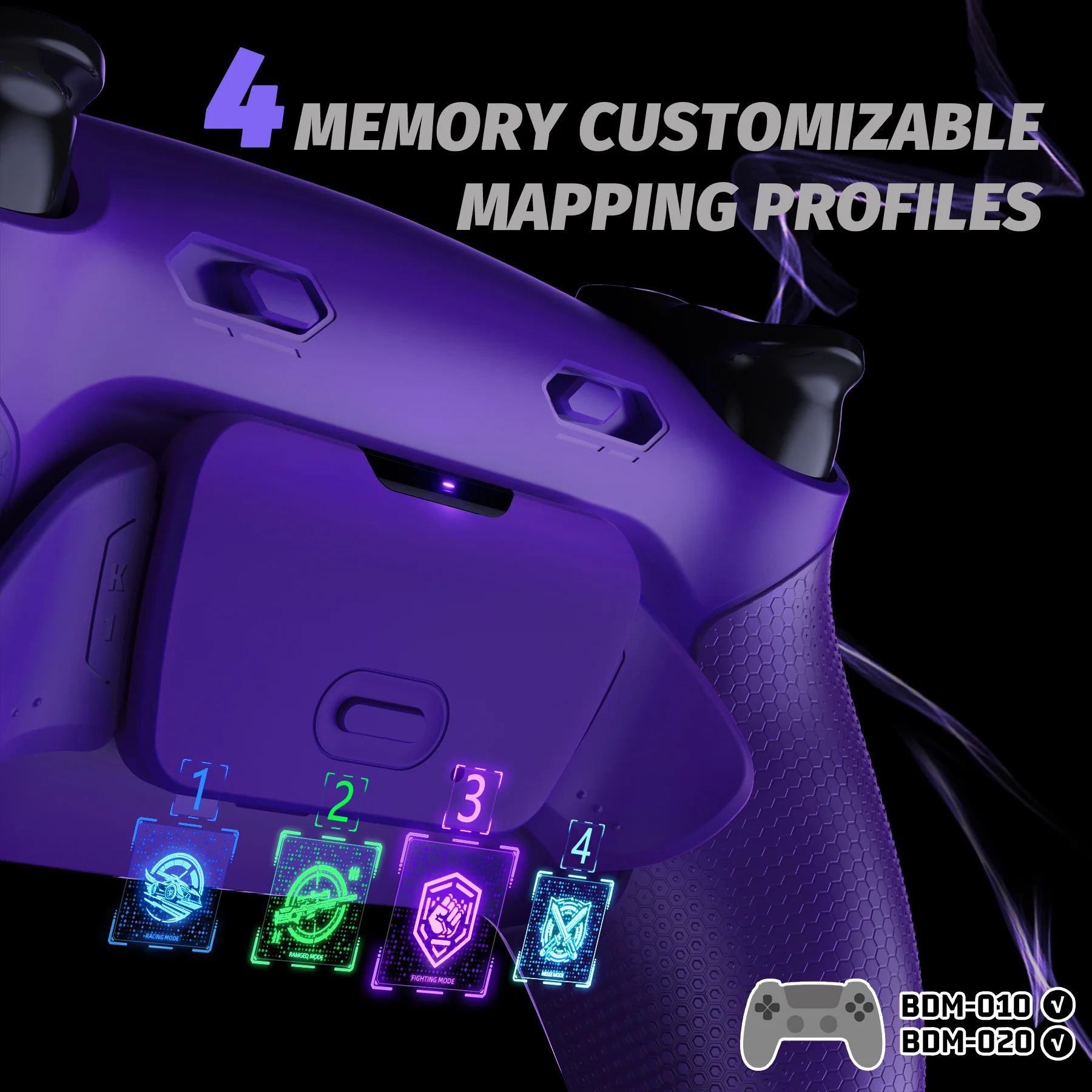 eXtremeRate RISE Plus MAX Back Paddles Kit with Clicky Trigger Stops & Rubberized Grip for PS5 Controller BDM-010/020 - Galactic Purple - Image 7