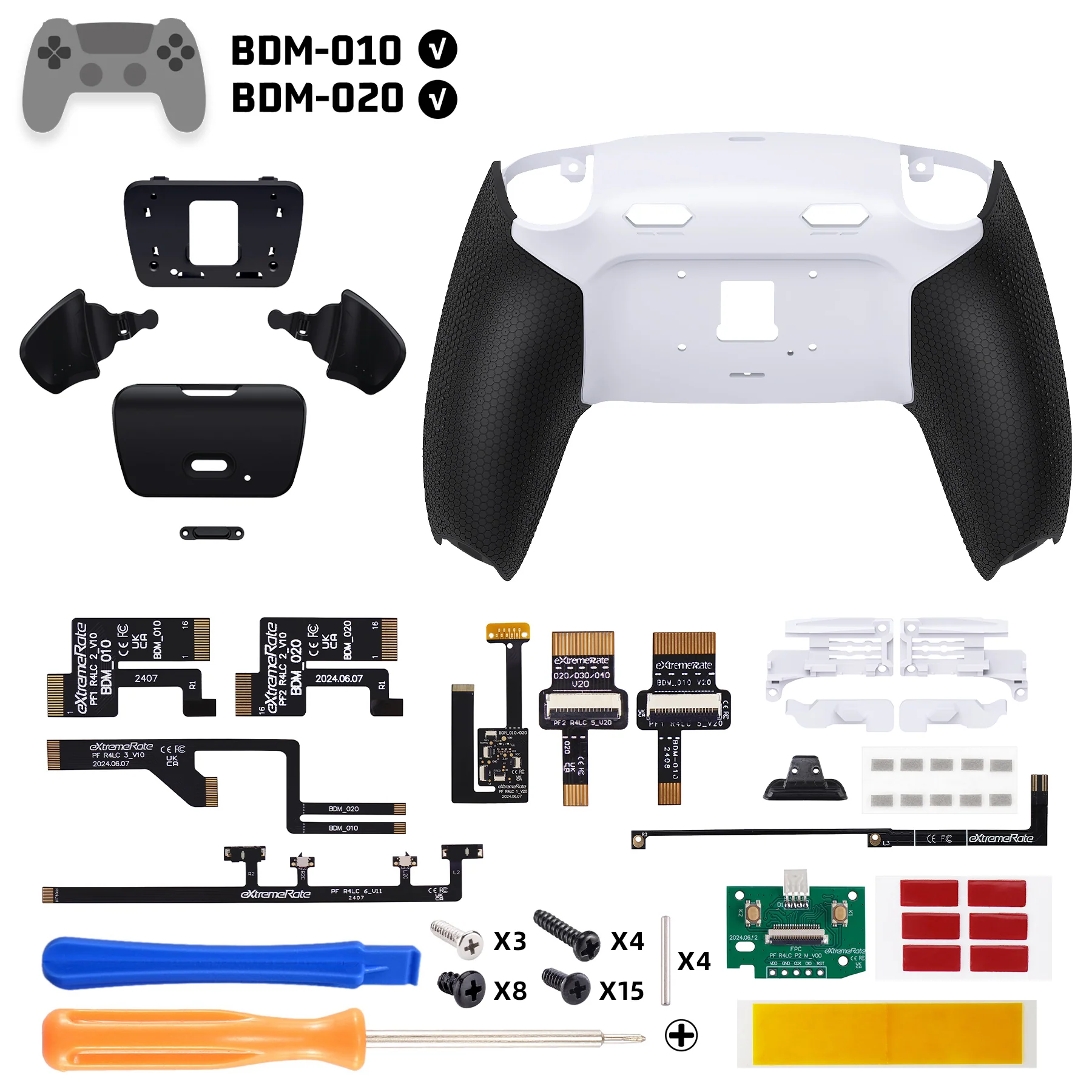 eXtremeRate RISE Plus MAX Back Paddles Kit with Clicky Trigger Stops & Rubberized Grip for PS5 Controller BDM-010/020 - White Black - Black - Image 2