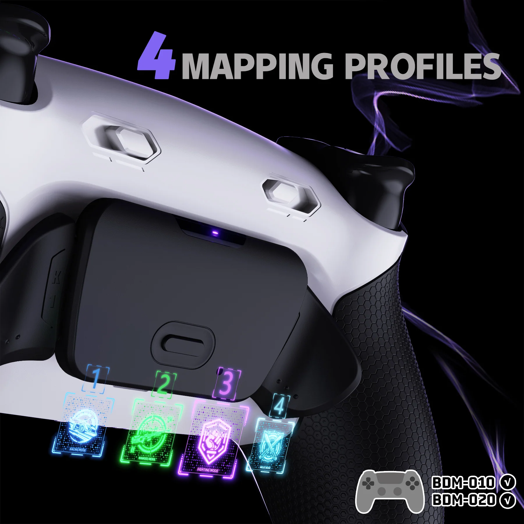 eXtremeRate RISE Plus MAX Back Paddles Kit with Clicky Trigger Stops & Rubberized Grip for PS5 Controller BDM-010/020 - White Black - Black - Image 7