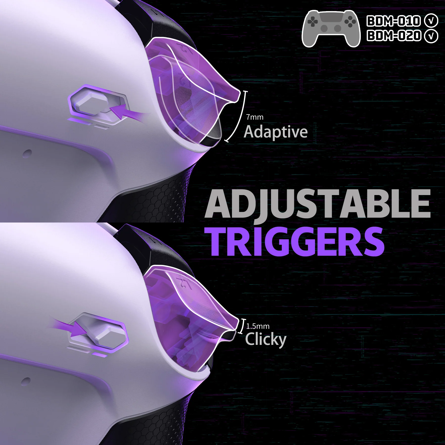 eXtremeRate RISE Plus MAX Back Paddles Kit with Clicky Trigger Stops & Rubberized Grip for PS5 Controller BDM-010/020 - White Black - White - Image 6