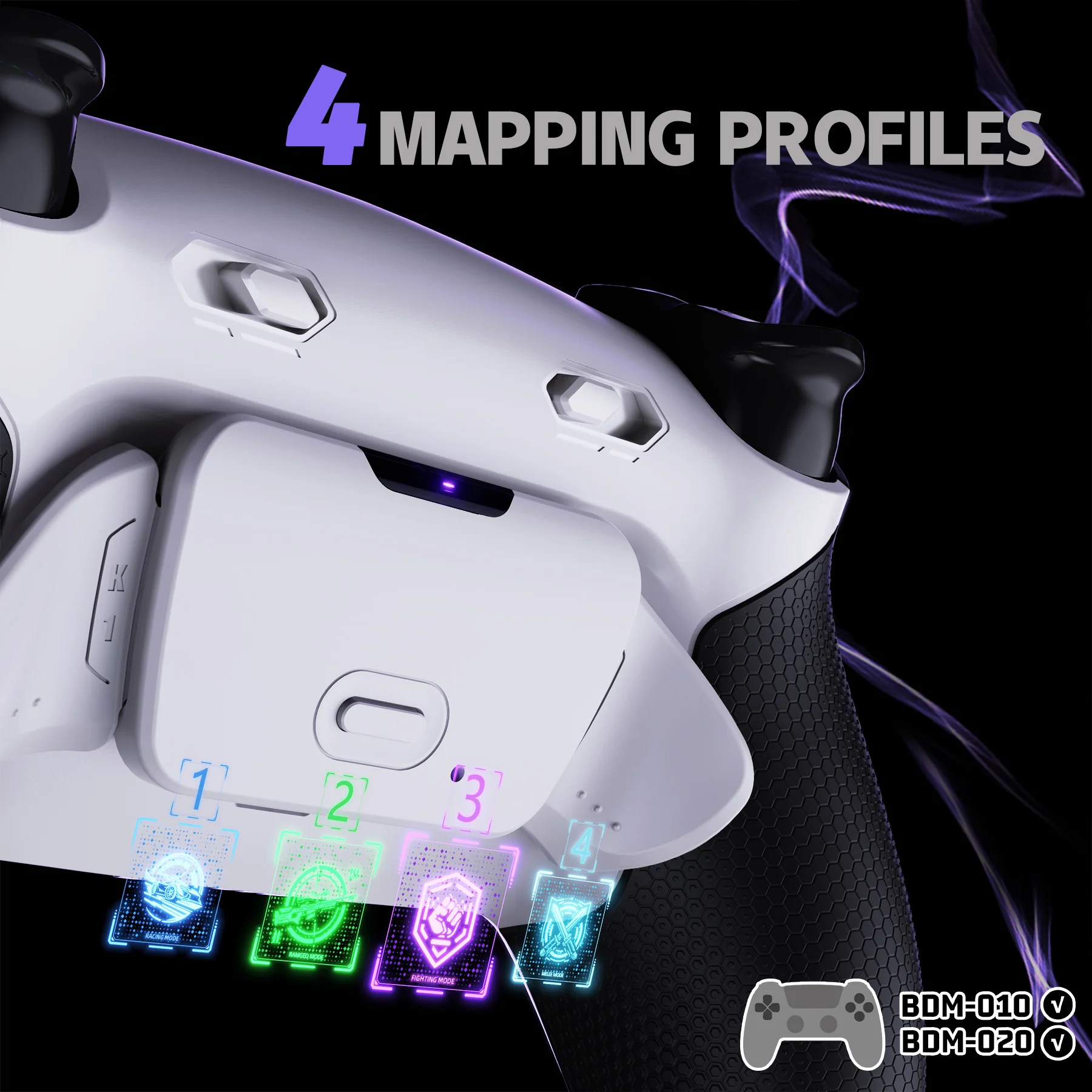 eXtremeRate RISE Plus MAX Back Paddles Kit with Clicky Trigger Stops & Rubberized Grip for PS5 Controller BDM-010/020 - White Black - White - Image 7
