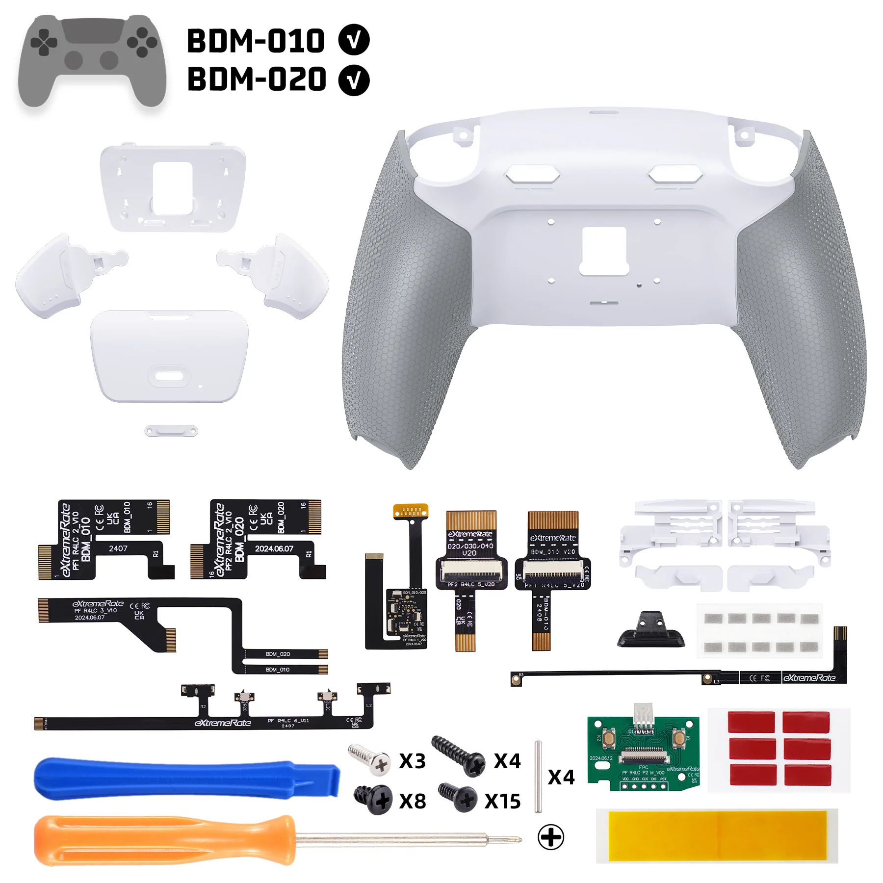 eXtremeRate RISE Plus MAX Back Paddles Kit with Clicky Trigger Stops & Rubberized Grip for PS5 Controller BDM-010/020 - White Gray - Image 2