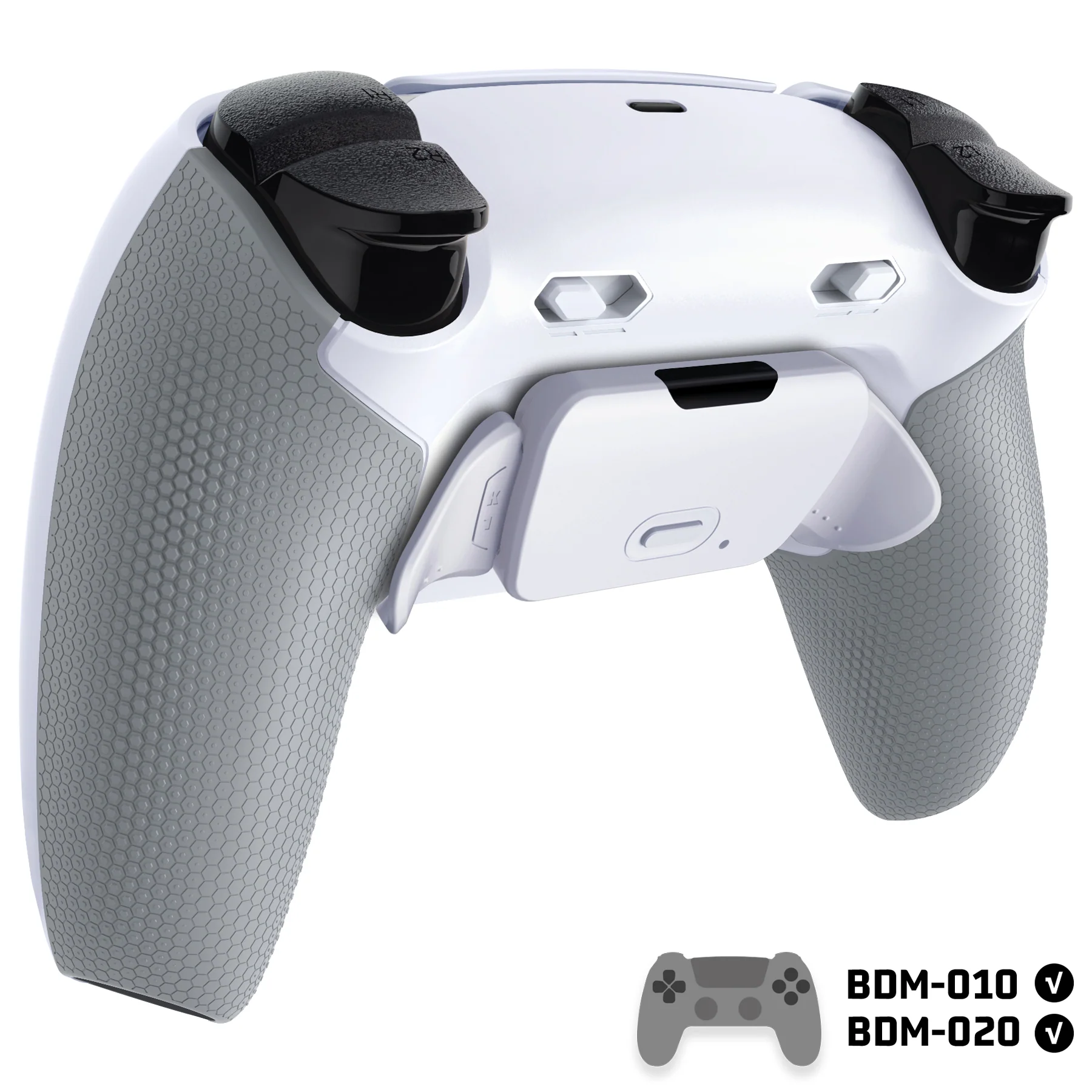 eXtremeRate RISE Plus MAX Back Paddles Kit with Clicky Trigger Stops & Rubberized Grip for PS5 Controller BDM-010/020 - White Gray - Image 4