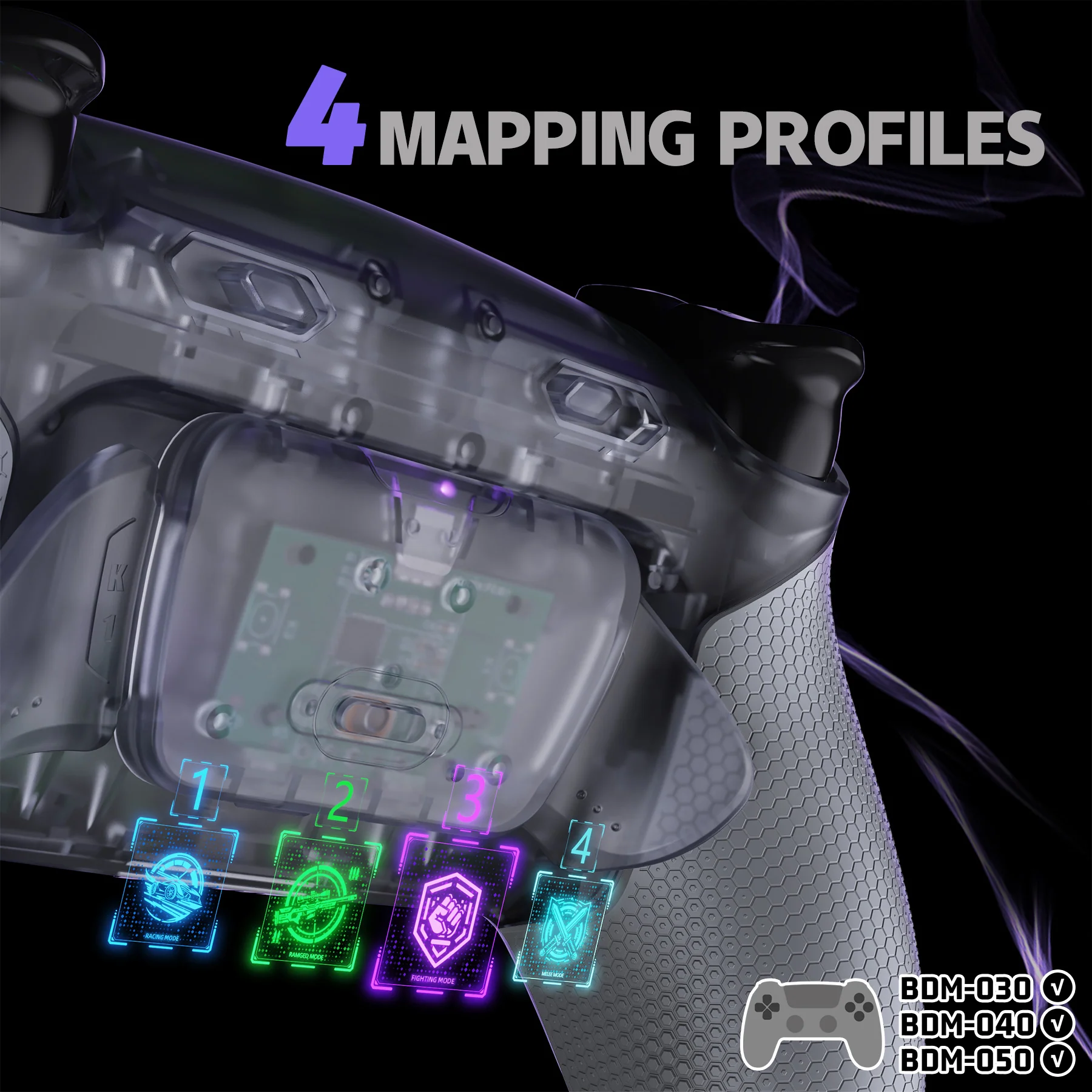 eXtremeRate RISE Plus MAX Back Paddles Kit with Clicky Trigger Stops & Rubberized Grip for PS5 Controller BDM-030/040/050 - Clear & Gray - Image 6