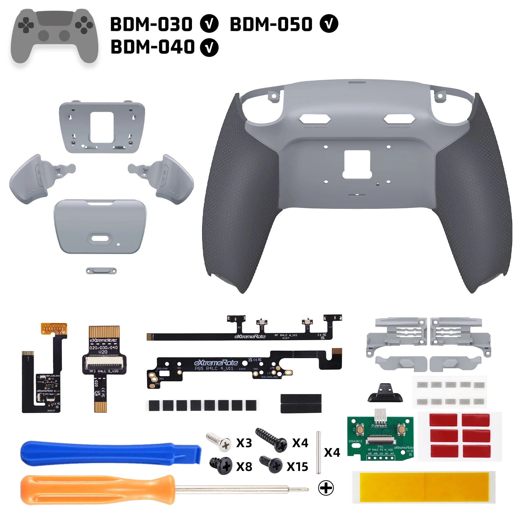 eXtremeRate RISE Plus MAX Back Paddles Kit with Clicky Trigger Stops & Rubberized Grip for PS5 Controller BDM-030/040/050 - New Hope Gray & Classic Gray - Image 2