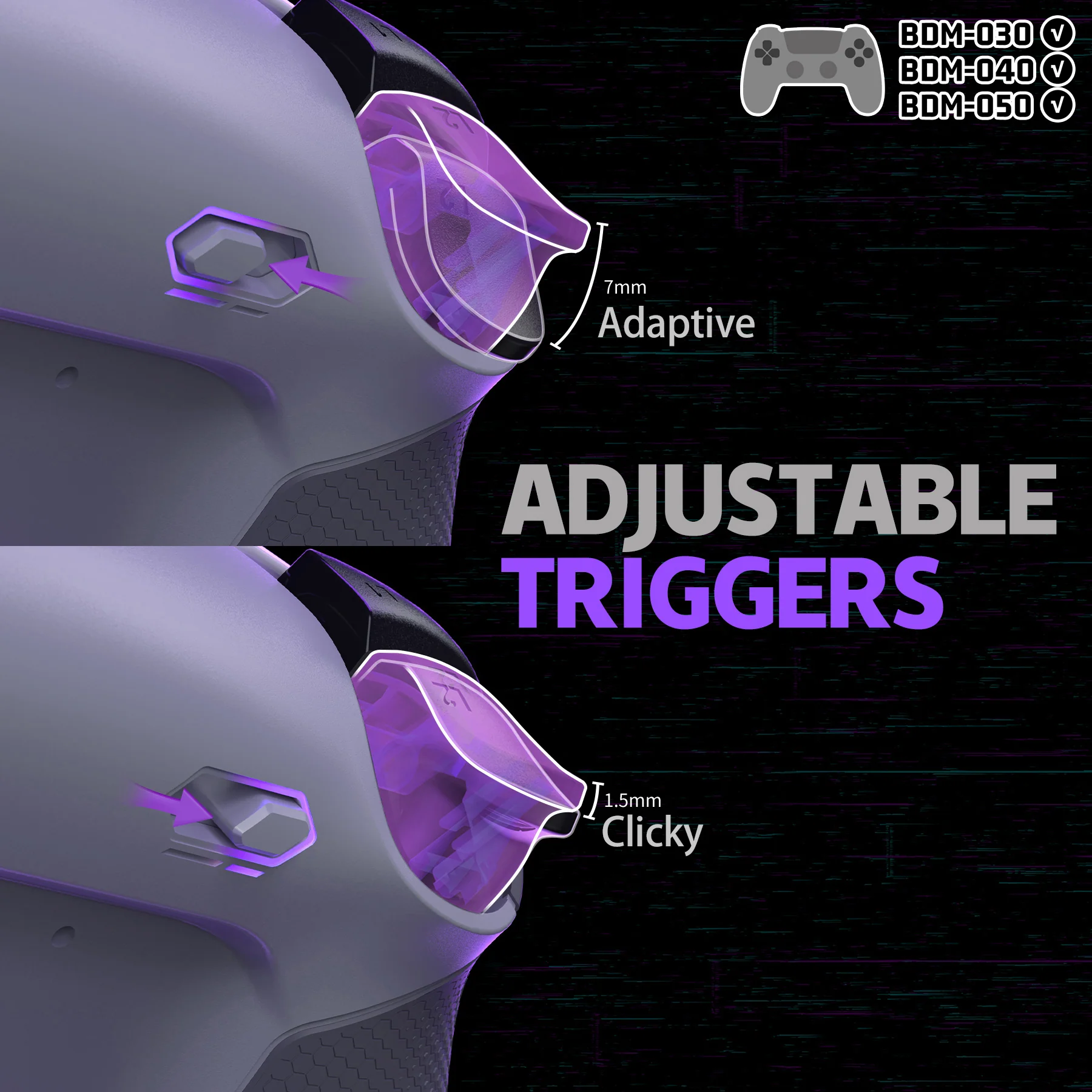 eXtremeRate RISE Plus MAX Back Paddles Kit with Clicky Trigger Stops & Rubberized Grip for PS5 Controller BDM-030/040/050 - New Hope Gray & Classic Gray - Image 6