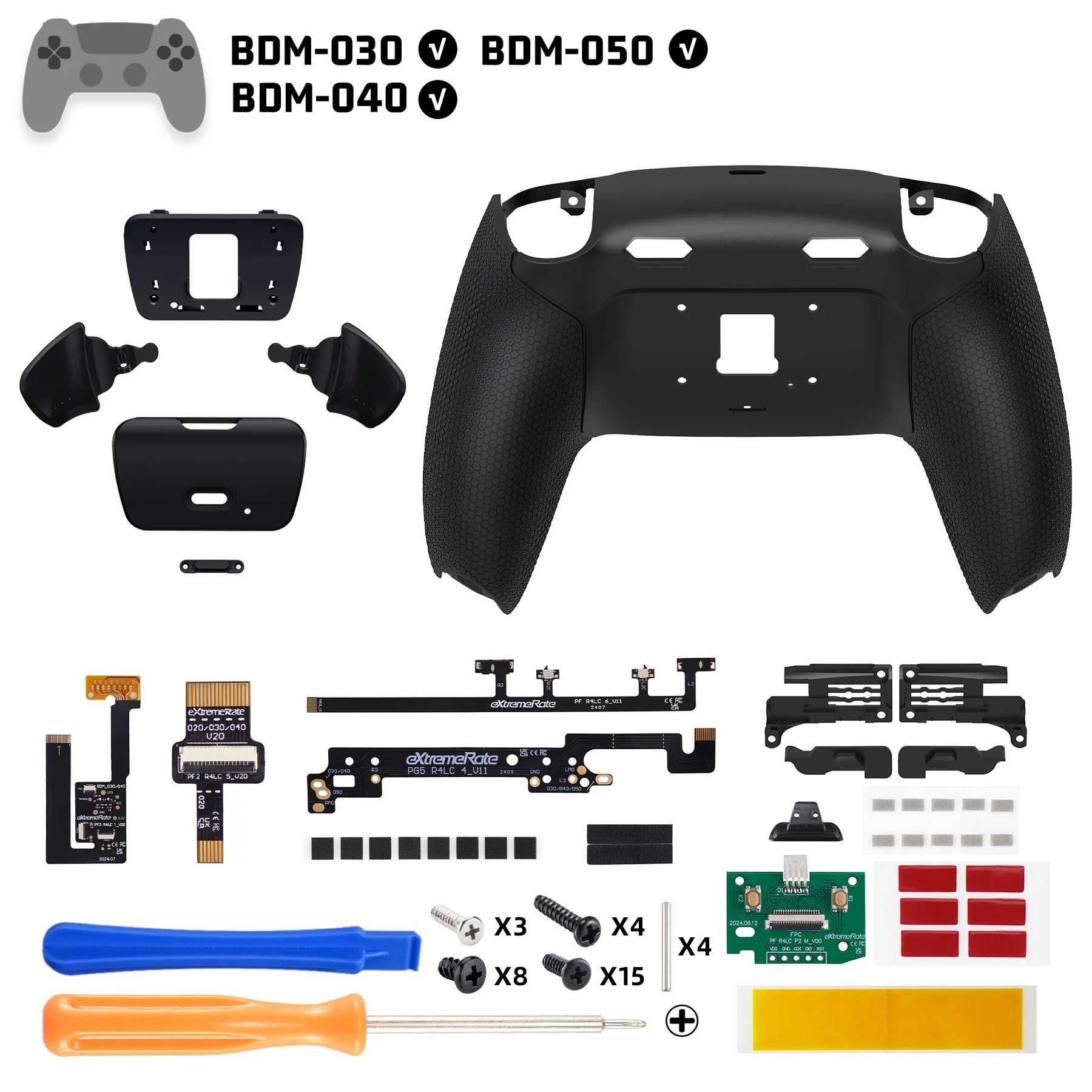 eXtremeRate RISE Plus MAX Back Paddles Kit with Clicky Trigger Stops & Rubberized Grip for PS5 Controller BDM-030/040/050 - Black - Image 2