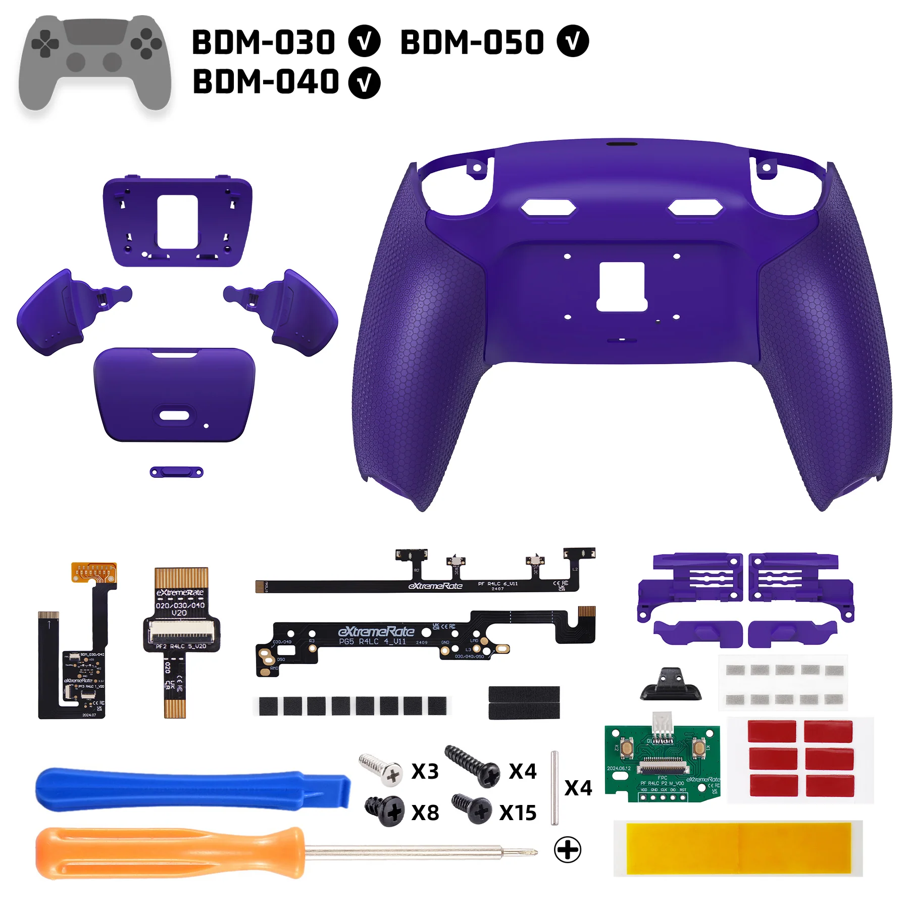 eXtremeRate RISE Plus MAX Back Paddles Kit with Clicky Trigger Stops & Rubberized Grip for PS5 Controller BDM-030/040/050 - Galactic Purple - Image 2