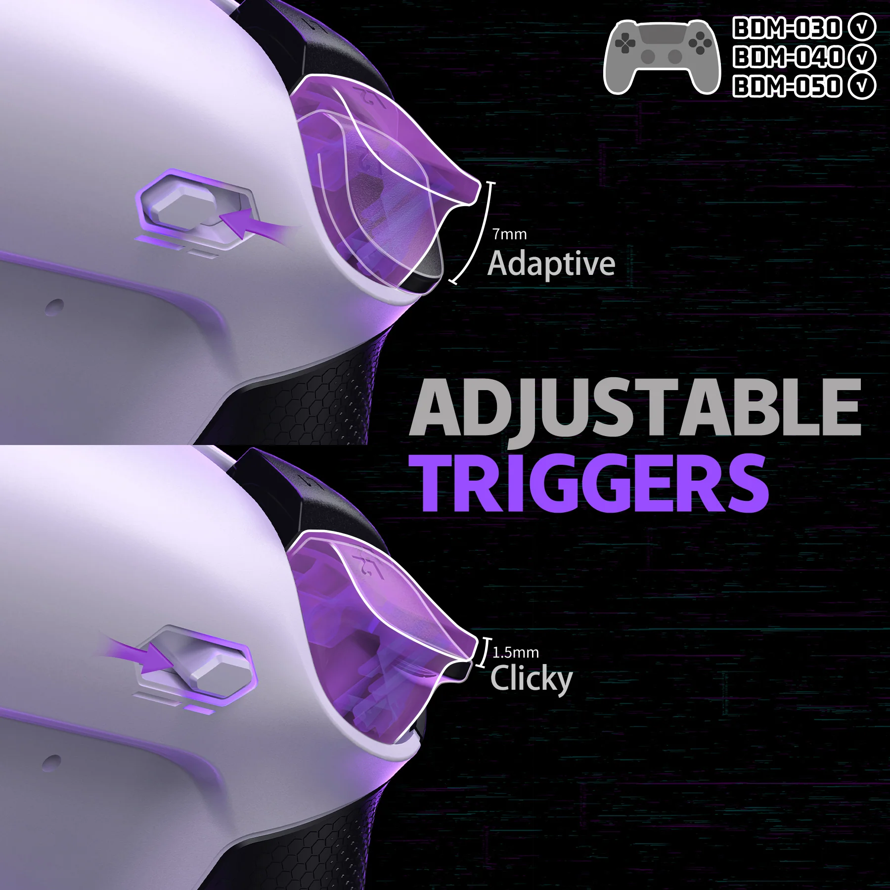 eXtremeRate RISE Plus MAX Back Paddles Kit with Clicky Trigger Stops & Rubberized Grip for PS5 Controller BDM-030/040/050 - White Black - White - Image 6