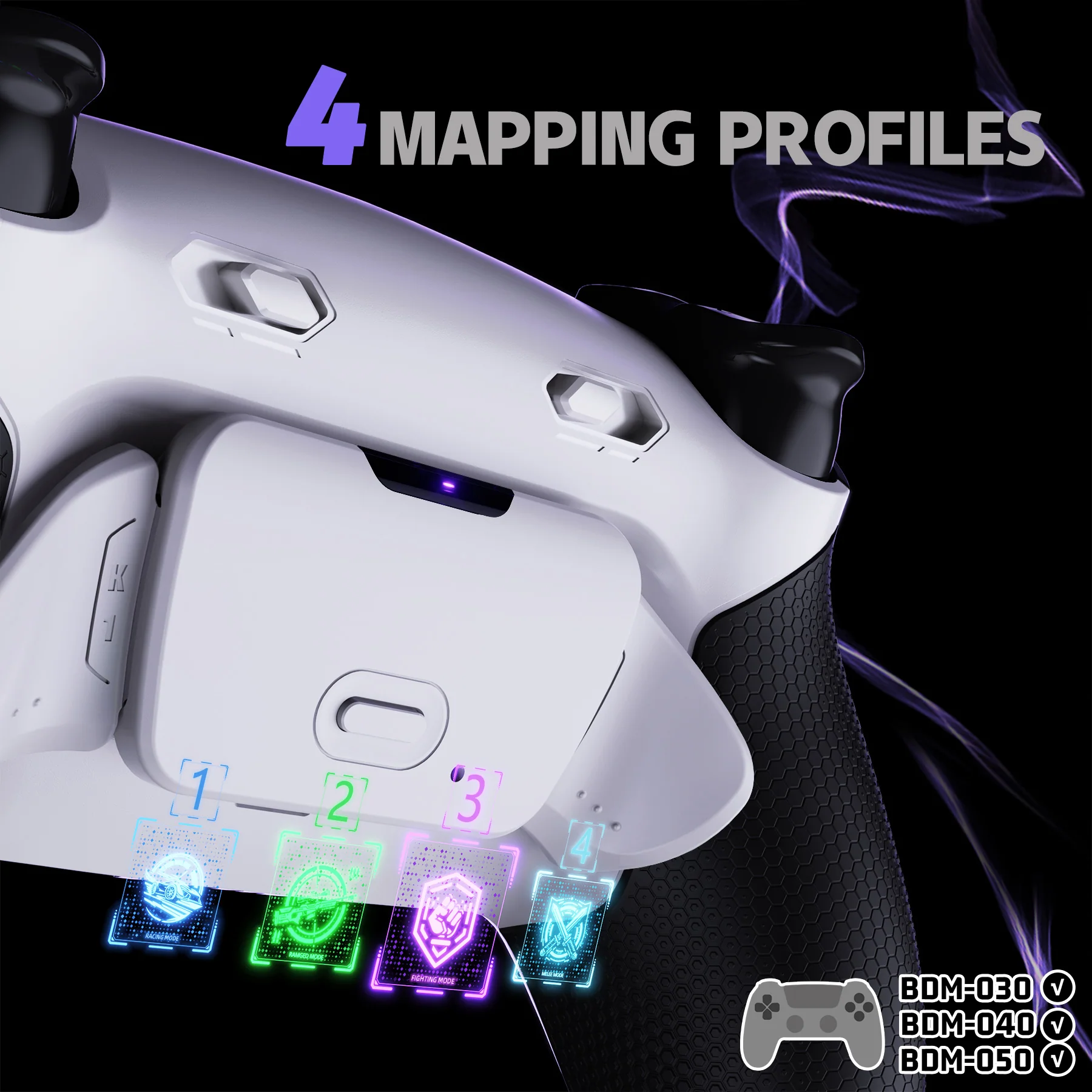 eXtremeRate RISE Plus MAX Back Paddles Kit with Clicky Trigger Stops & Rubberized Grip for PS5 Controller BDM-030/040/050 - White Black - White - Image 7