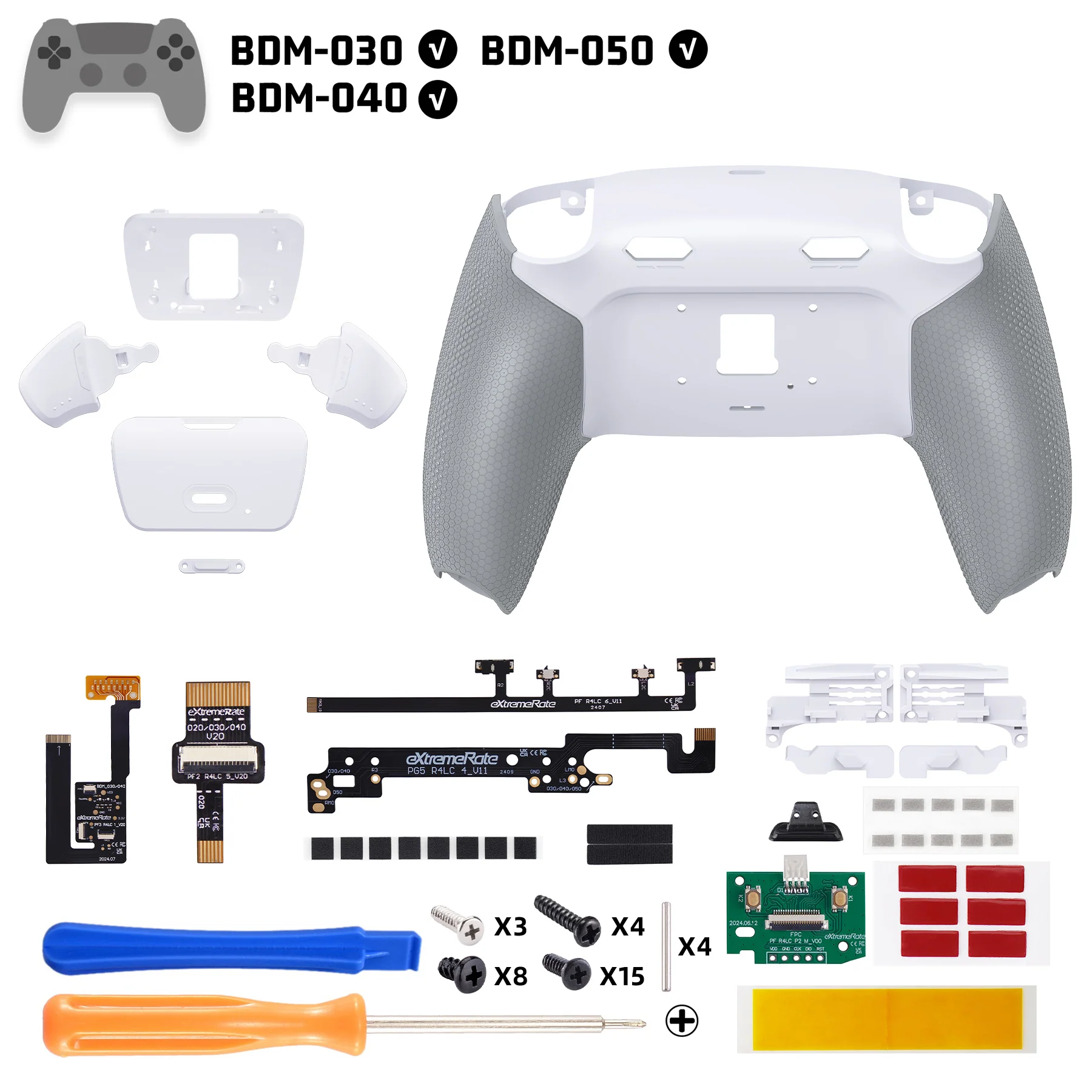 eXtremeRate RISE Plus MAX Back Paddles Kit with Clicky Trigger Stops & Rubberized Grip for PS5 Controller BDM-030/040/050 - White Gray - Image 2