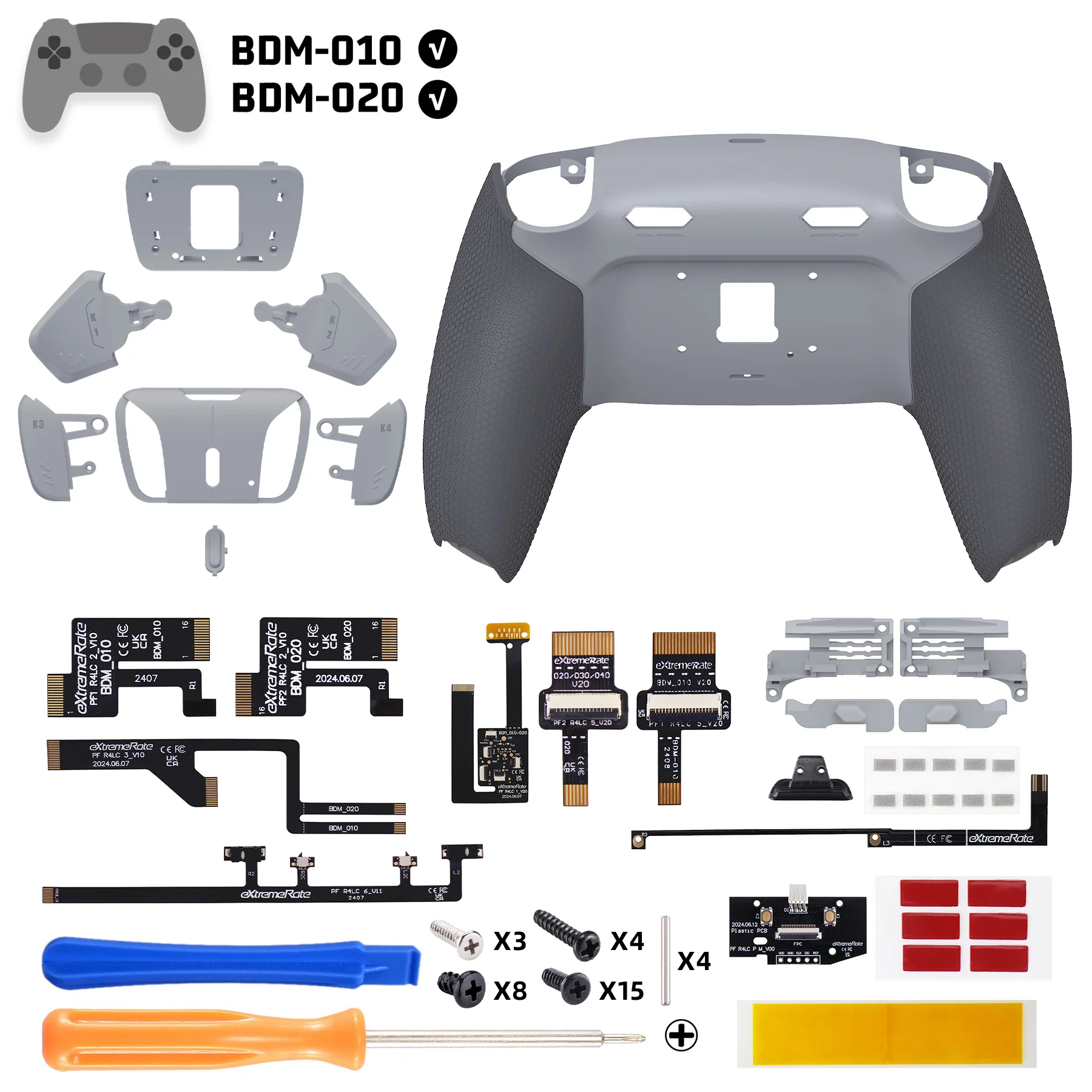 eXtremeRate RISE4 Plus MAX Back Paddles Kit with Clicky Trigger Stops & Rubberized Grip for PS5 Controller BDM-010/020 - New Hope Gray & Classic Gray - Image 2