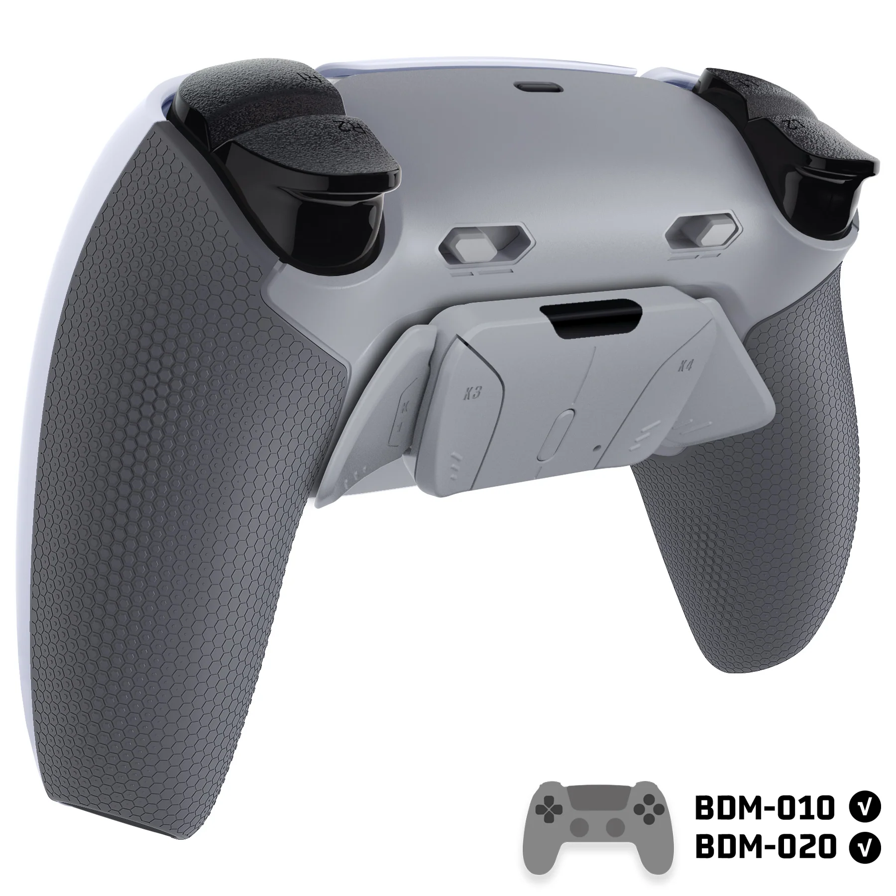 eXtremeRate RISE4 Plus MAX Back Paddles Kit with Clicky Trigger Stops & Rubberized Grip for PS5 Controller BDM-010/020 - New Hope Gray & Classic Gray - Image 4