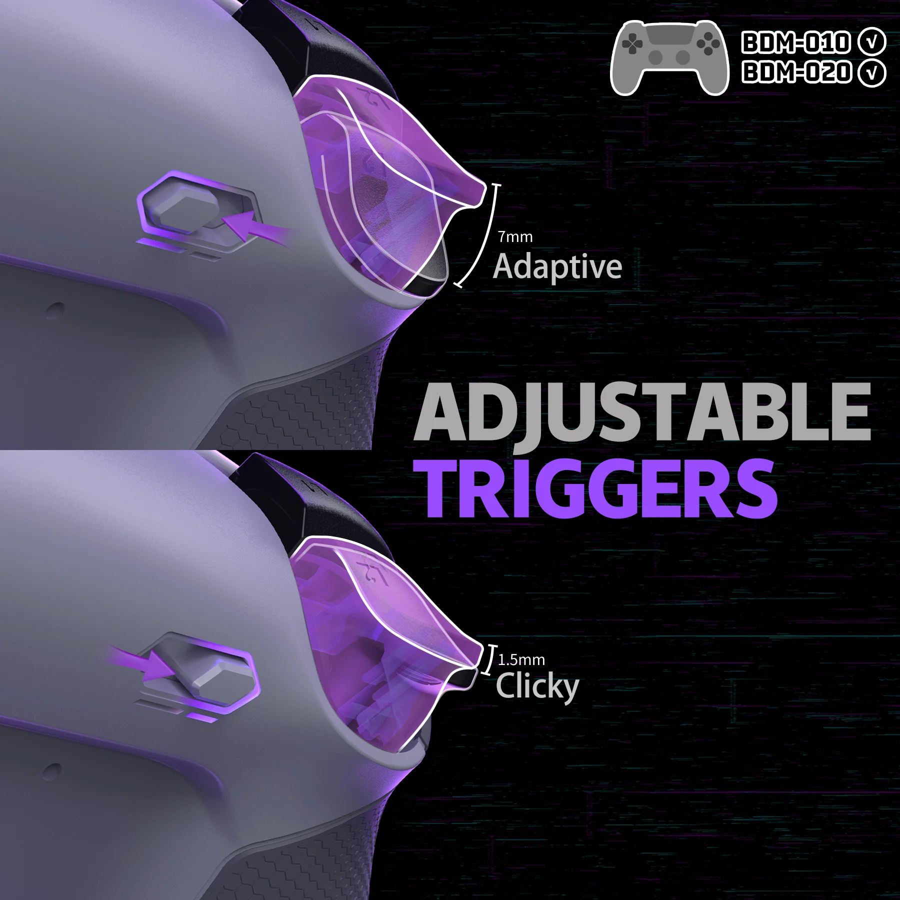 eXtremeRate RISE4 Plus MAX Back Paddles Kit with Clicky Trigger Stops & Rubberized Grip for PS5 Controller BDM-010/020 - New Hope Gray & Classic Gray - Image 6