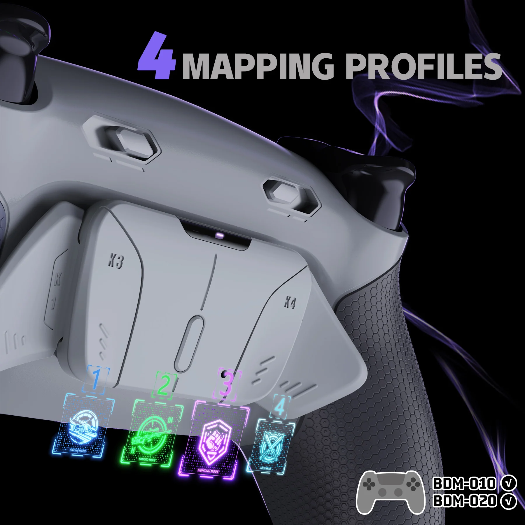 eXtremeRate RISE4 Plus MAX Back Paddles Kit with Clicky Trigger Stops & Rubberized Grip for PS5 Controller BDM-010/020 - New Hope Gray & Classic Gray - Image 7