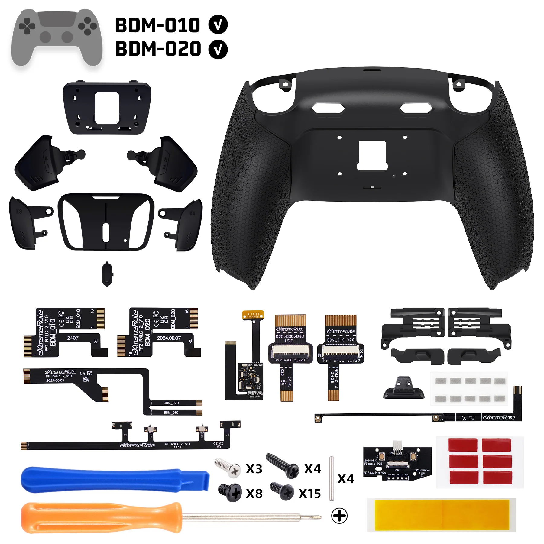 eXtremeRate RISE4 Plus MAX Back Paddles Kit with Clicky Trigger Stops & Rubberized Grip for PS5 Controller BDM-010/020 - Black - Image 2