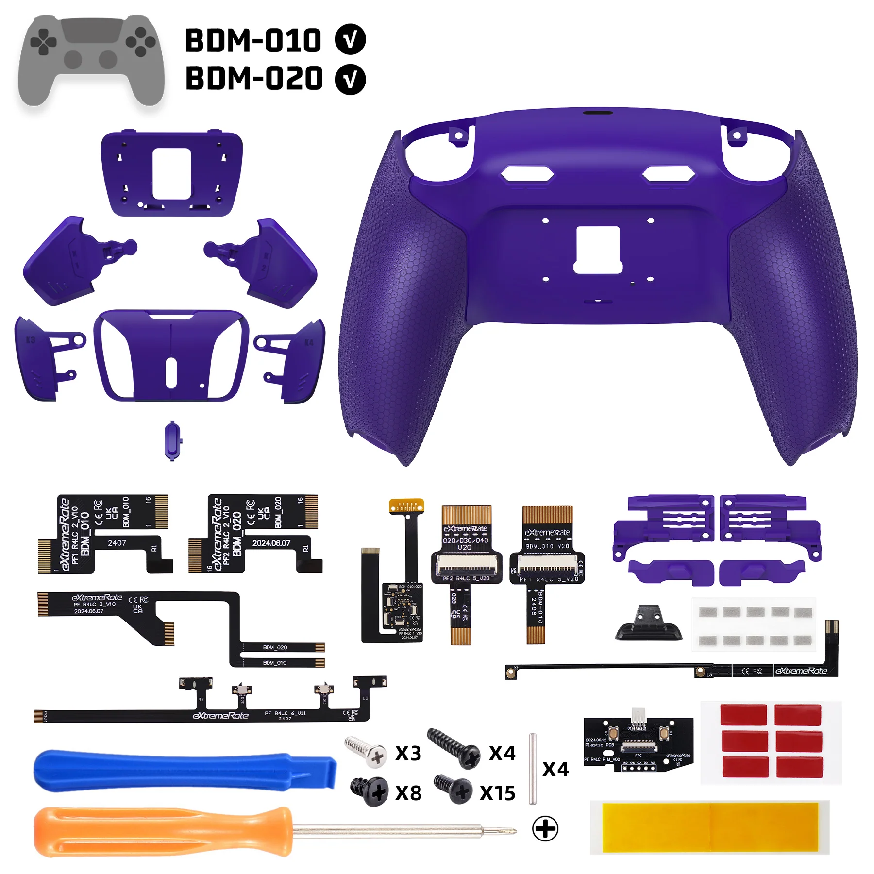 eXtremeRate RISE4 Plus MAX Back Paddles Kit with Clicky Trigger Stops & Rubberized Grip for PS5 Controller BDM-010/020 - Galactic Purple - Image 2