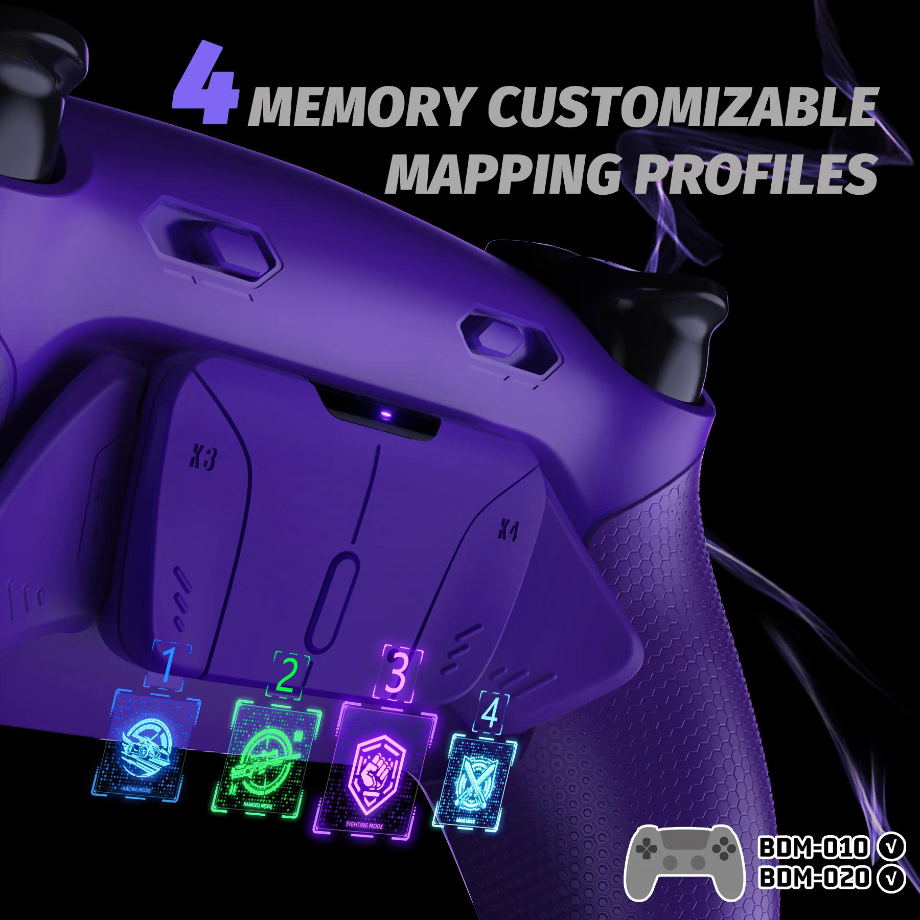 eXtremeRate RISE4 Plus MAX Back Paddles Kit with Clicky Trigger Stops & Rubberized Grip for PS5 Controller BDM-010/020 - Galactic Purple - Image 7