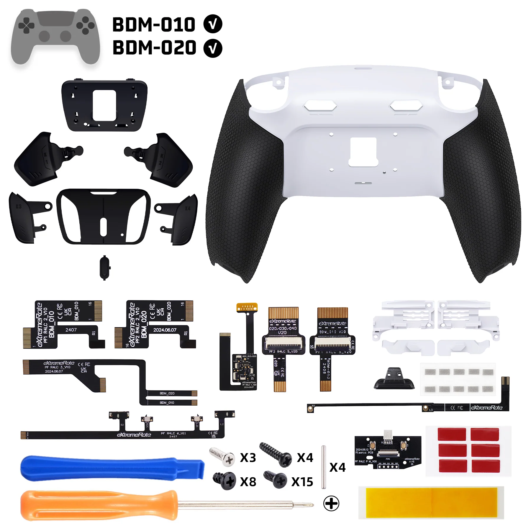 eXtremeRate RISE4 Plus MAX Back Paddles Kit with Clicky Trigger Stops & Rubberized Grip for PS5 Controller BDM-010/020 - White Black - Black - Image 2