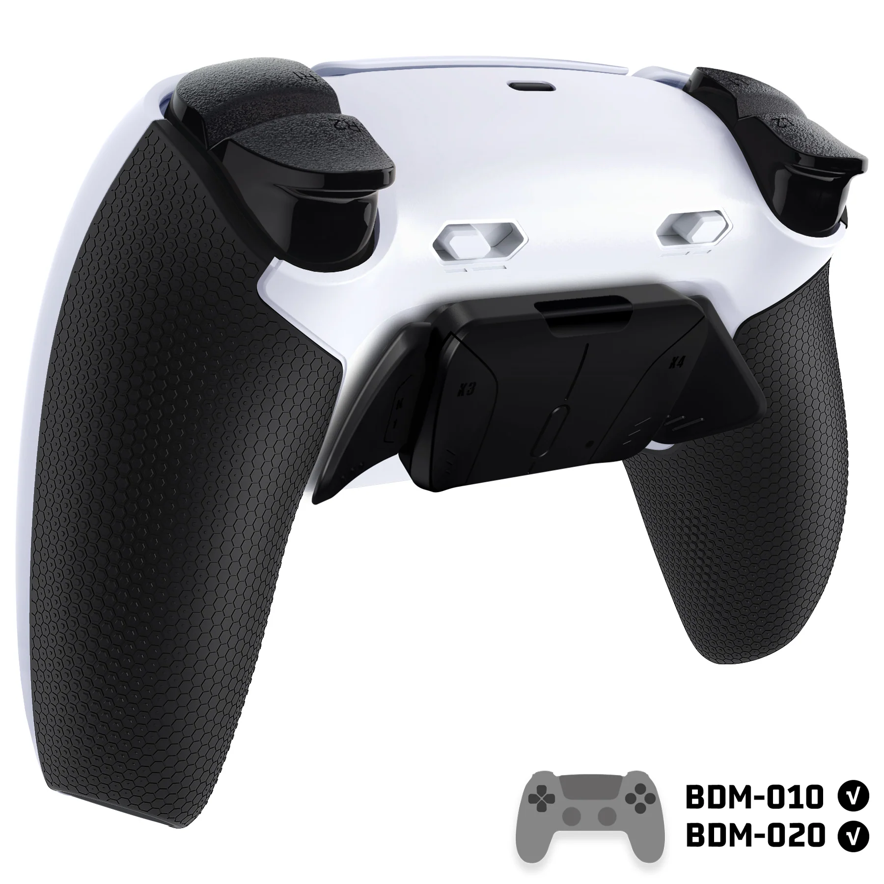 eXtremeRate RISE4 Plus MAX Back Paddles Kit with Clicky Trigger Stops & Rubberized Grip for PS5 Controller BDM-010/020 - White Black - Black - Image 4