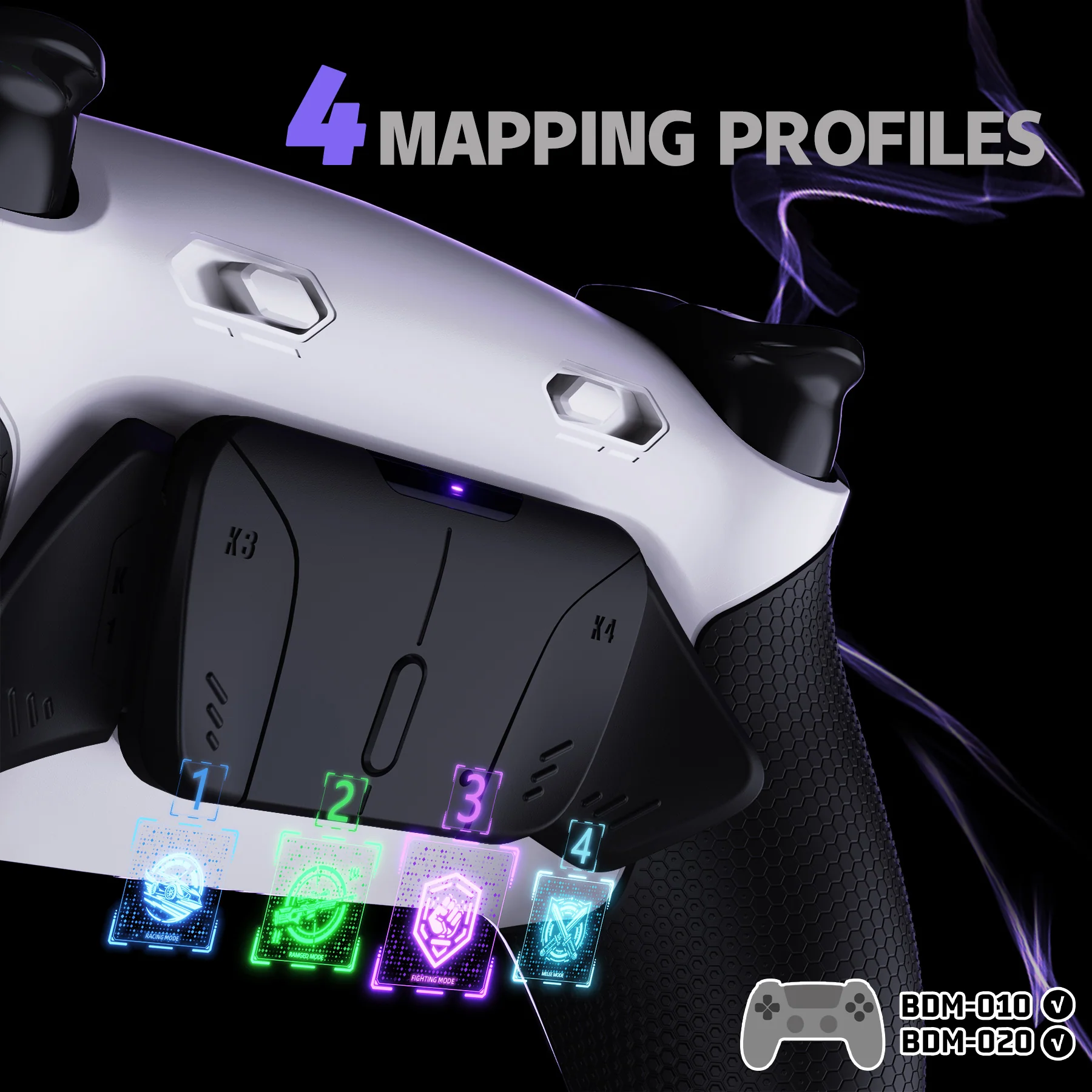 eXtremeRate RISE4 Plus MAX Back Paddles Kit with Clicky Trigger Stops & Rubberized Grip for PS5 Controller BDM-010/020 - White Black - Black - Image 7