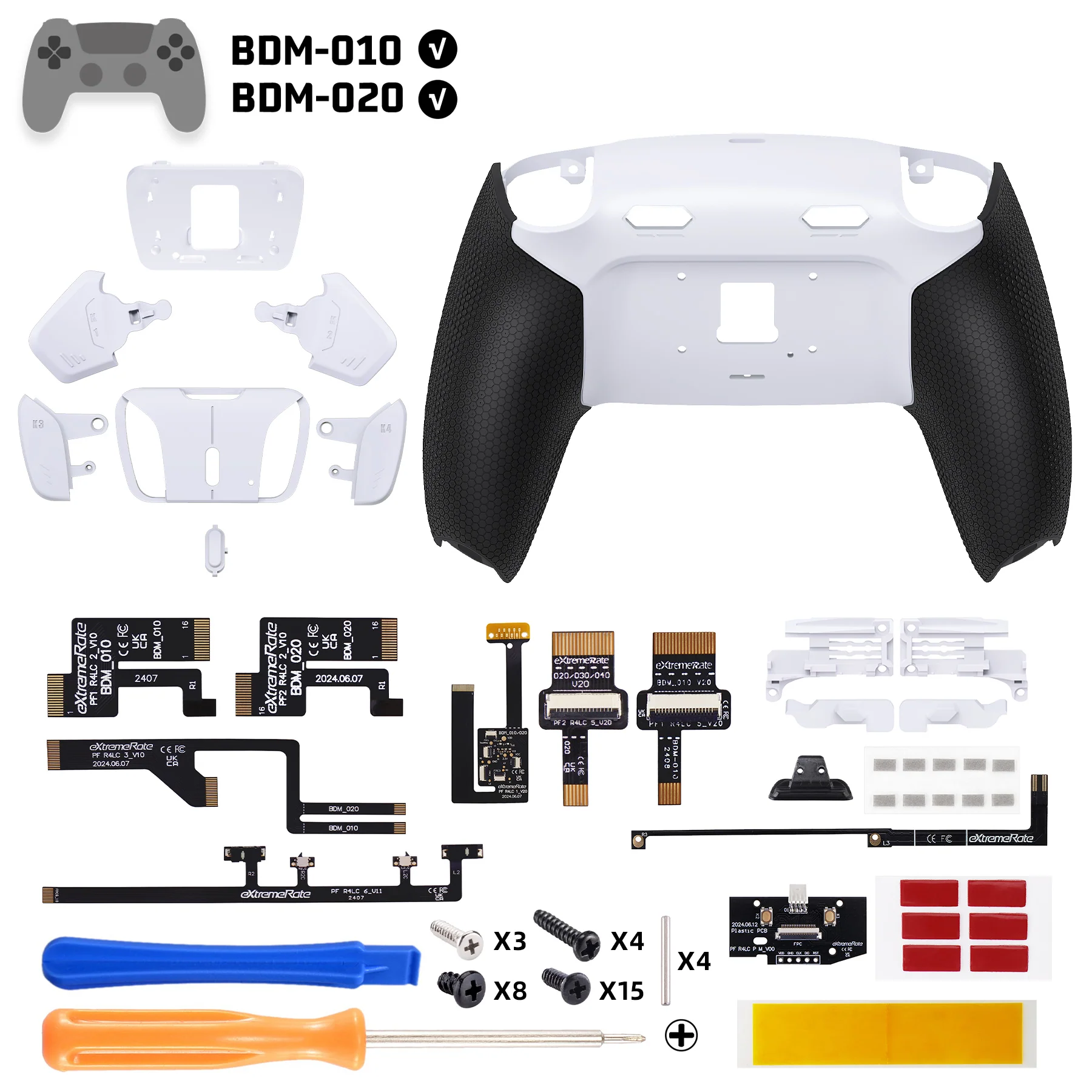 eXtremeRate RISE4 Plus MAX Back Paddles Kit with Clicky Trigger Stops & Rubberized Grip for PS5 Controller BDM-010/020 - White Black - White - Image 2