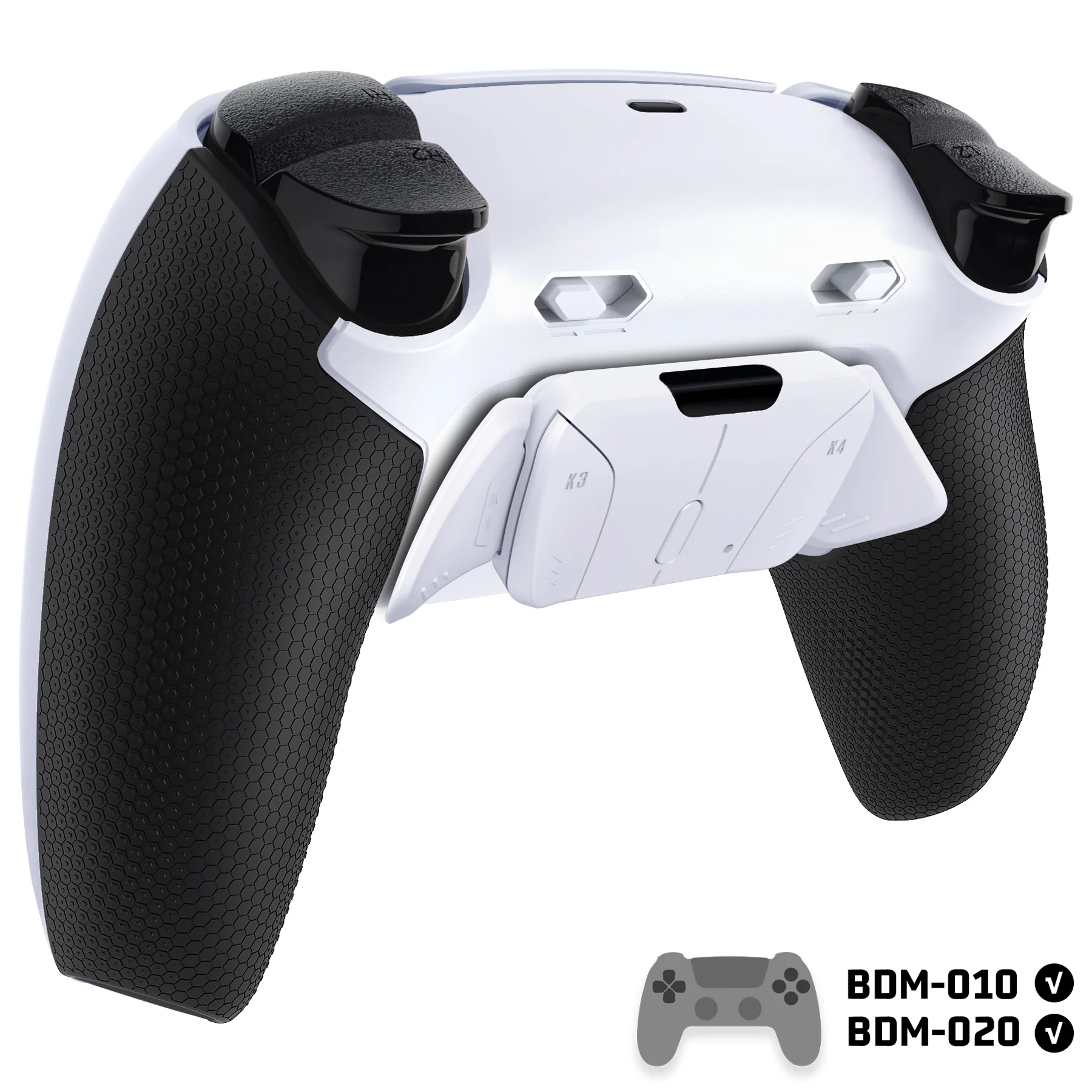 eXtremeRate RISE4 Plus MAX Back Paddles Kit with Clicky Trigger Stops & Rubberized Grip for PS5 Controller BDM-010/020 - White Black - White - Image 4
