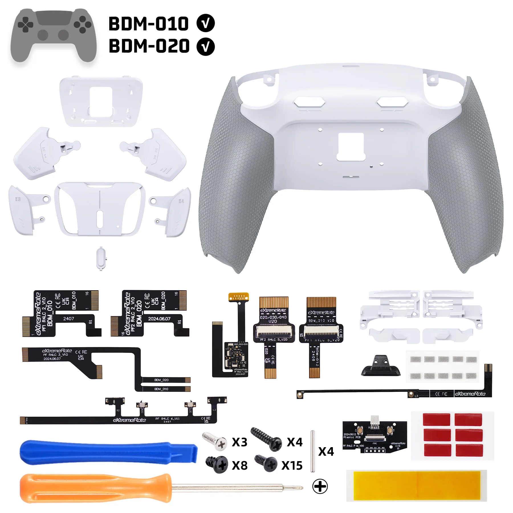 eXtremeRate RISE4 Plus MAX Back Paddles Kit with Clicky Trigger Stops & Rubberized Grip for PS5 Controller BDM-010/020 - White Gray - Image 2