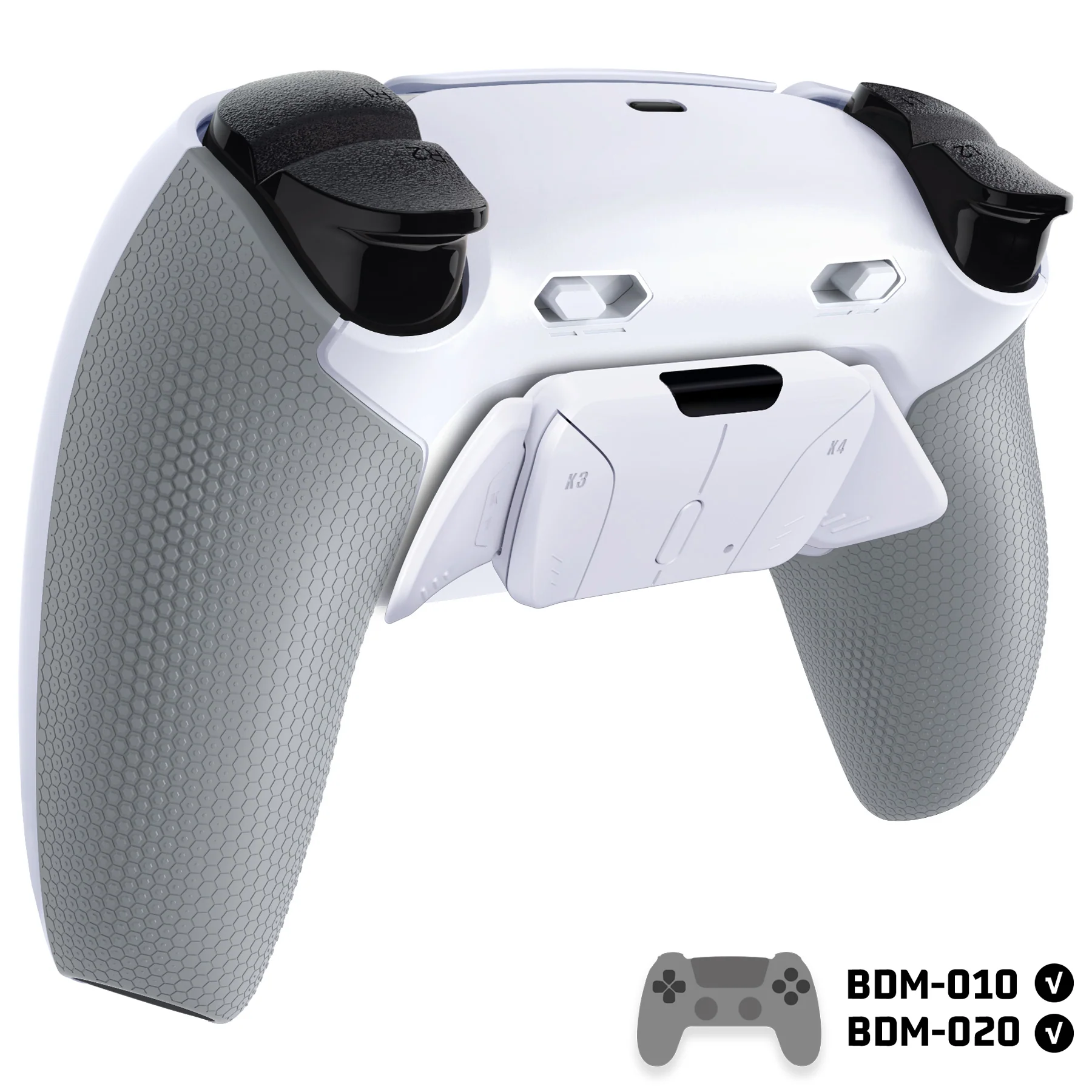 eXtremeRate RISE4 Plus MAX Back Paddles Kit with Clicky Trigger Stops & Rubberized Grip for PS5 Controller BDM-010/020 - White Gray - Image 4
