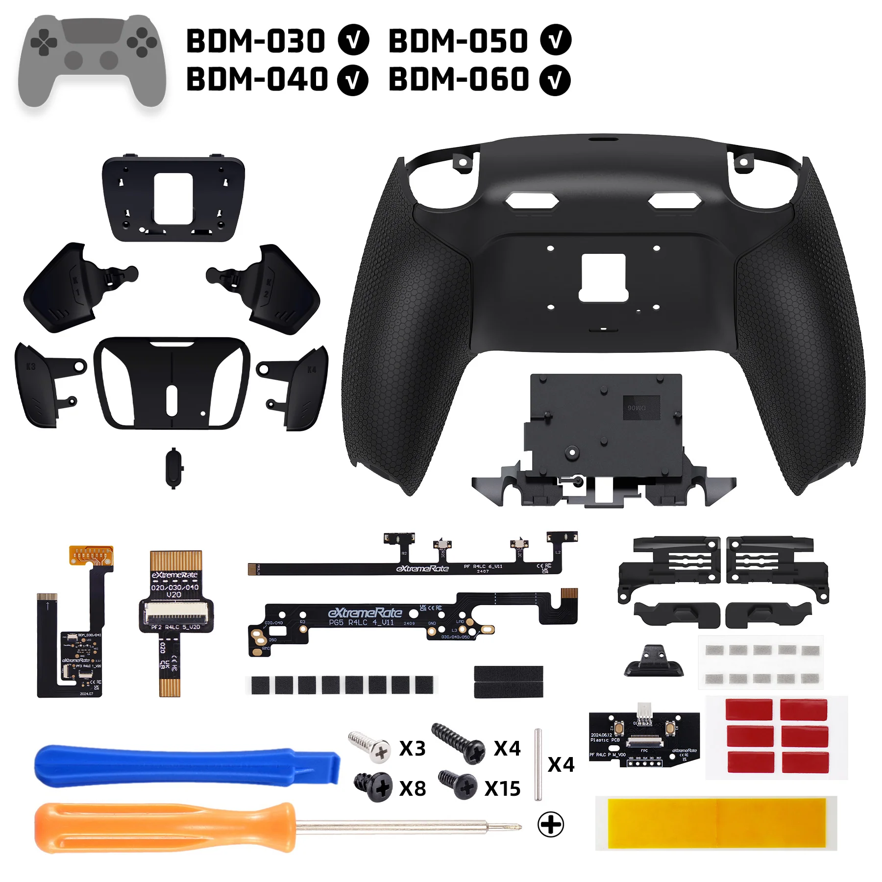eXtremeRate RISE4 Plus MAX Back Paddles Kit with Clicky Trigger Stops & Rubberized Grip for PS5 Controller BDM-030/040/050/060 - Black - Image 2