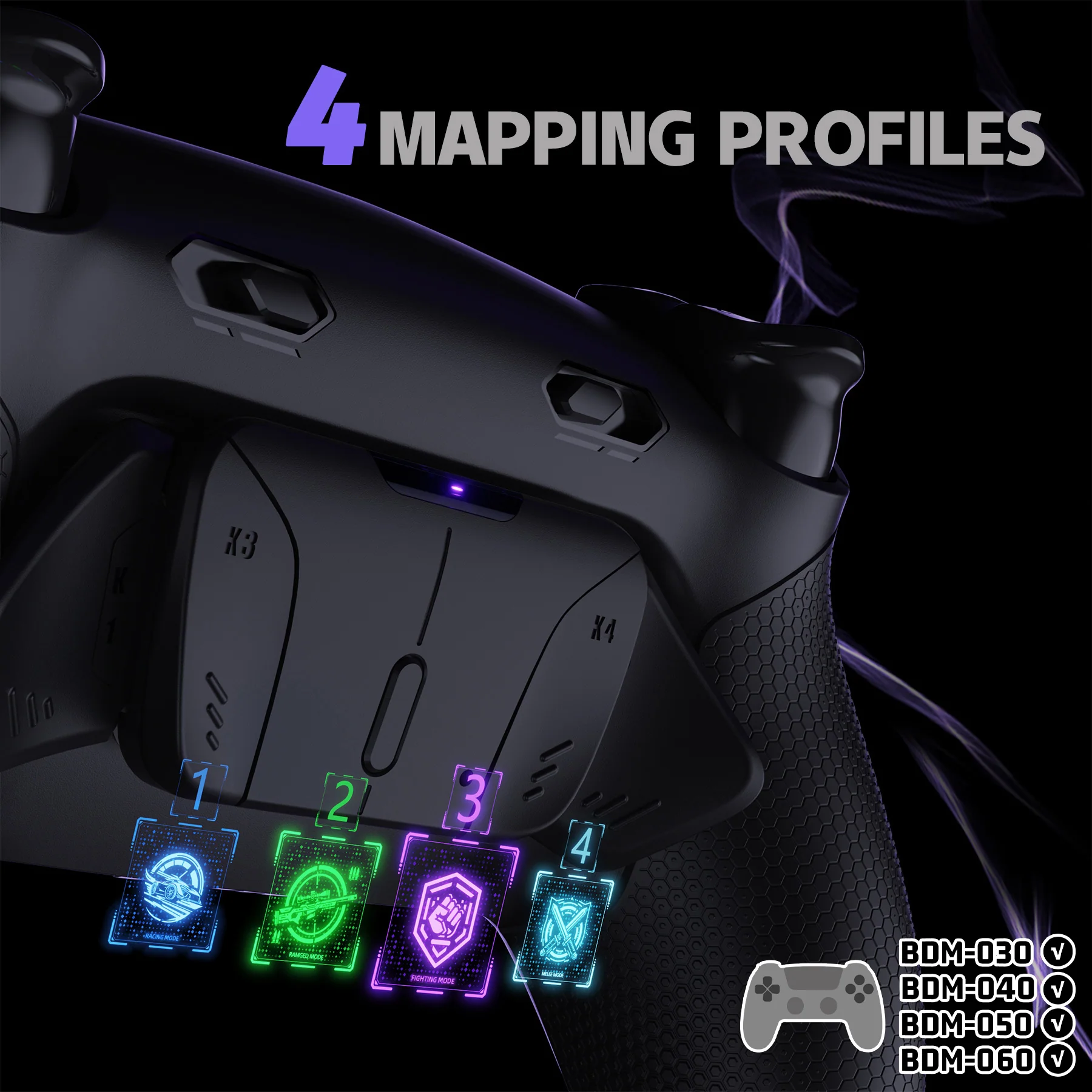 eXtremeRate RISE4 Plus MAX Back Paddles Kit with Clicky Trigger Stops & Rubberized Grip for PS5 Controller BDM-030/040/050/060 - Black - Image 7
