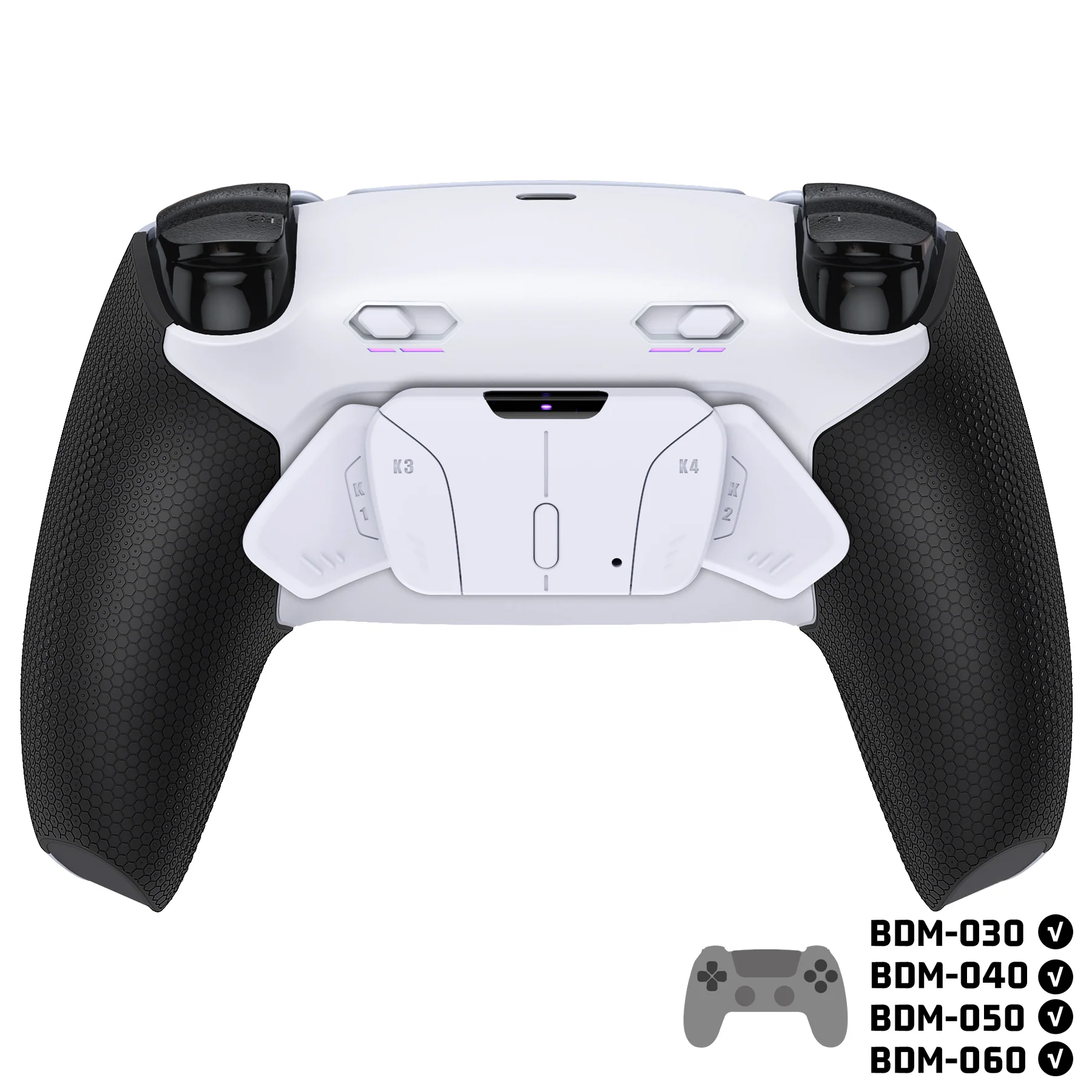 eXtremeRate RISE4 Plus MAX Back Paddles Kit with Clicky Trigger Stops & Rubberized Grip for PS5 Controller BDM-030/040/050/060 - White Black - White - Image 4