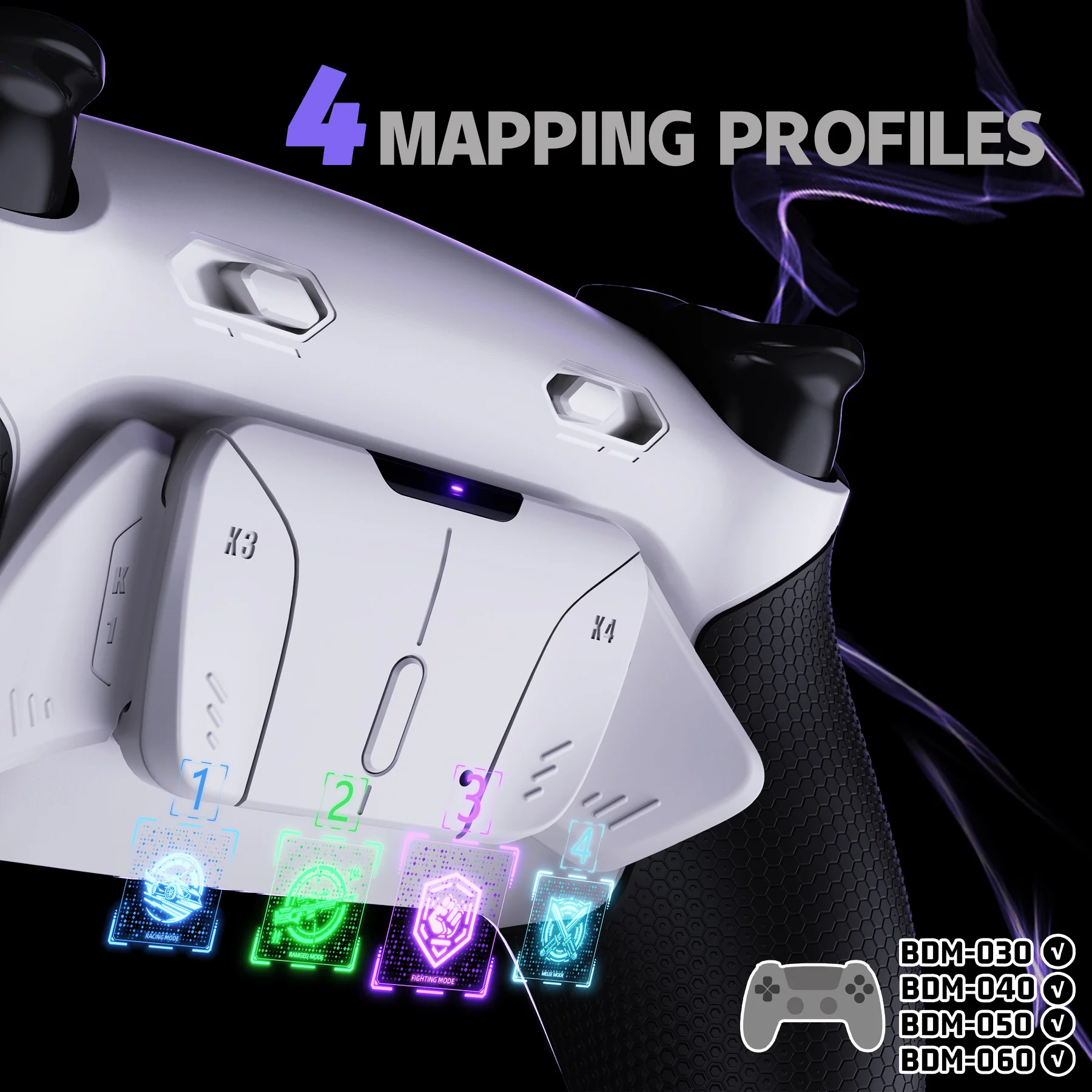 eXtremeRate RISE4 Plus MAX Back Paddles Kit with Clicky Trigger Stops & Rubberized Grip for PS5 Controller BDM-030/040/050/060 - White Black - White - Image 7