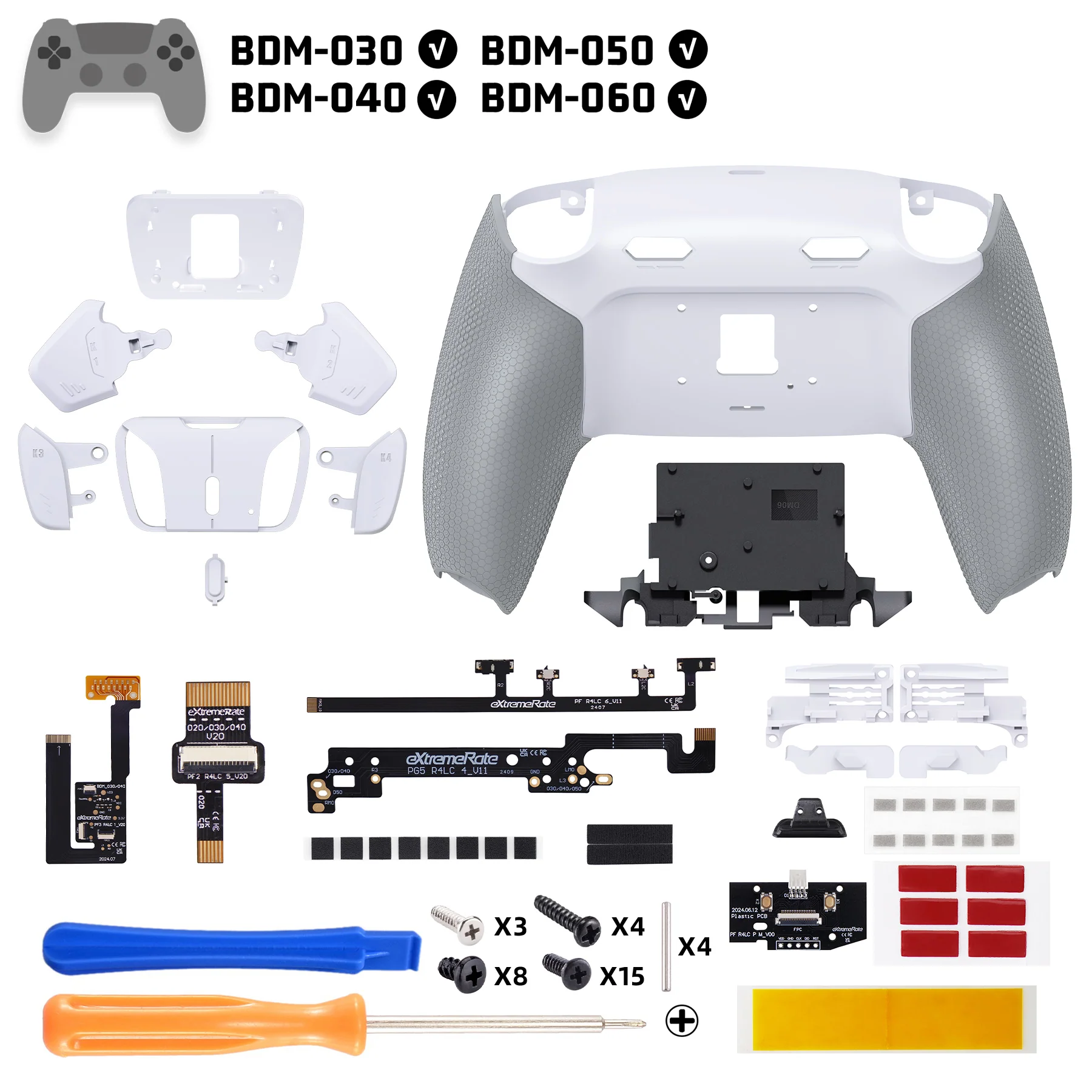 eXtremeRate RISE4 Plus MAX Back Paddles Kit with Clicky Trigger Stops & Rubberized Grip for PS5 Controller BDM-030/040/050/060 - White Gray - Image 2