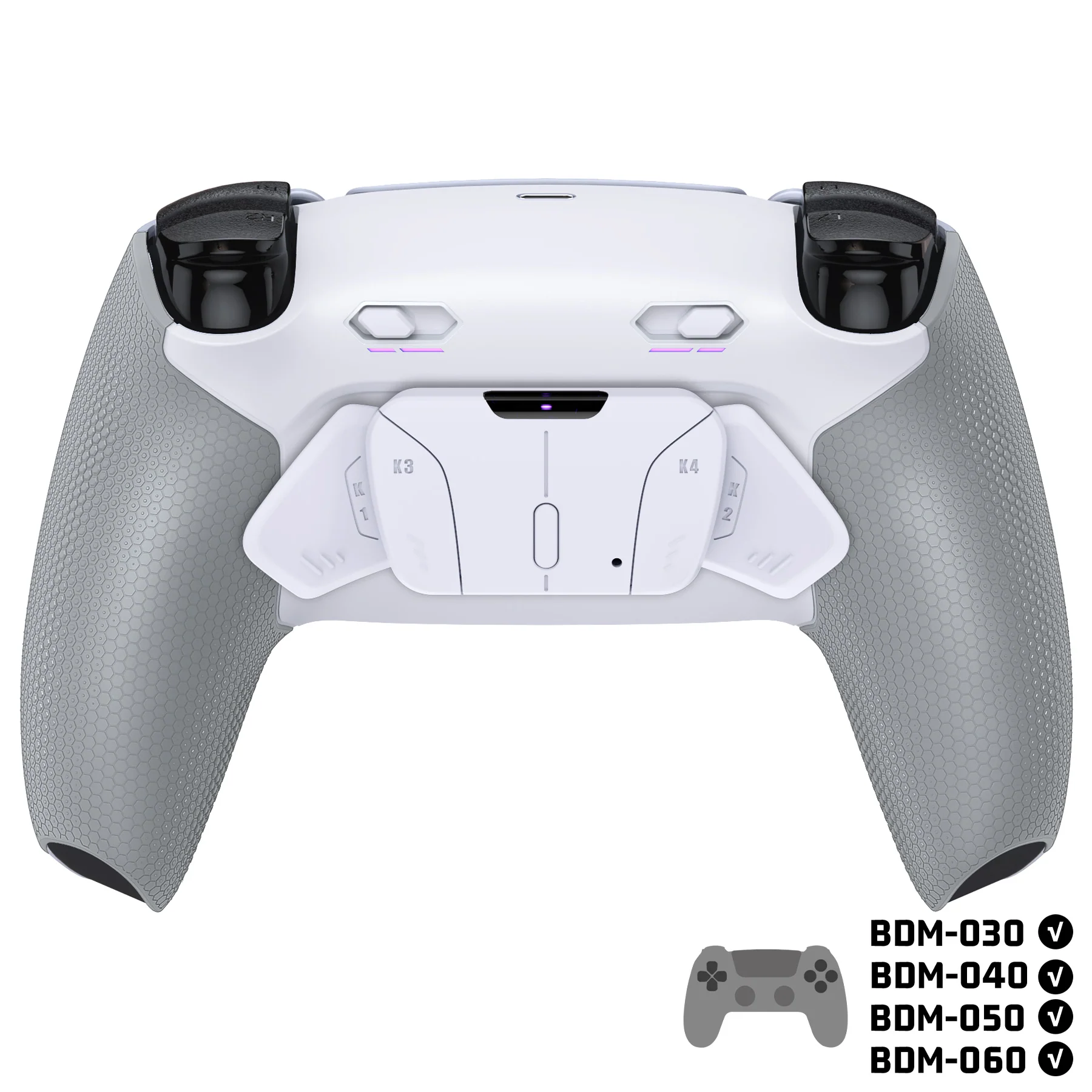 eXtremeRate RISE4 Plus MAX Back Paddles Kit with Clicky Trigger Stops & Rubberized Grip for PS5 Controller BDM-030/040/050/060 - White Gray - Image 4