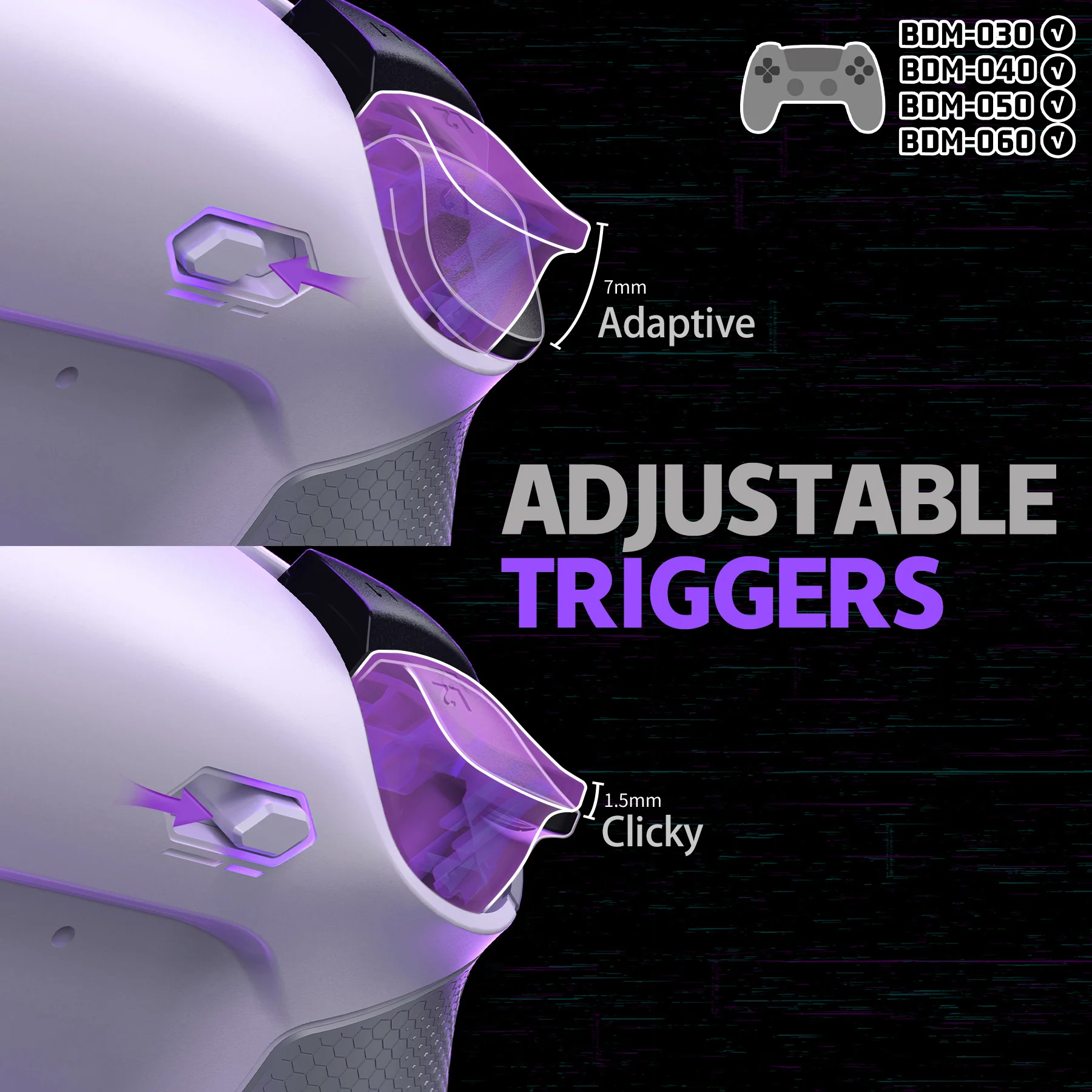 eXtremeRate RISE4 Plus MAX Back Paddles Kit with Clicky Trigger Stops & Rubberized Grip for PS5 Controller BDM-030/040/050/060 - White Gray - Image 6