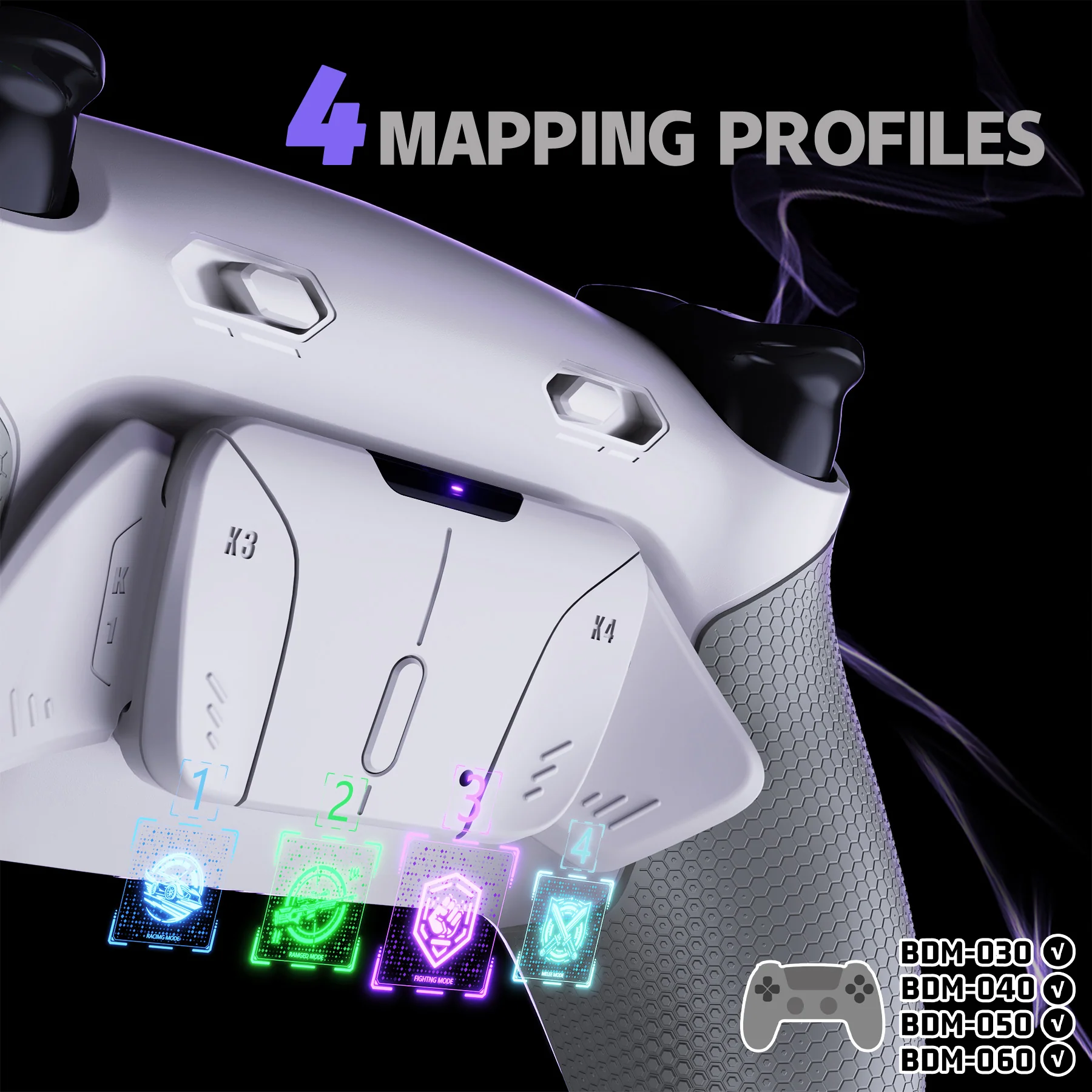 eXtremeRate RISE4 Plus MAX Back Paddles Kit with Clicky Trigger Stops & Rubberized Grip for PS5 Controller BDM-030/040/050/060 - White Gray - Image 7