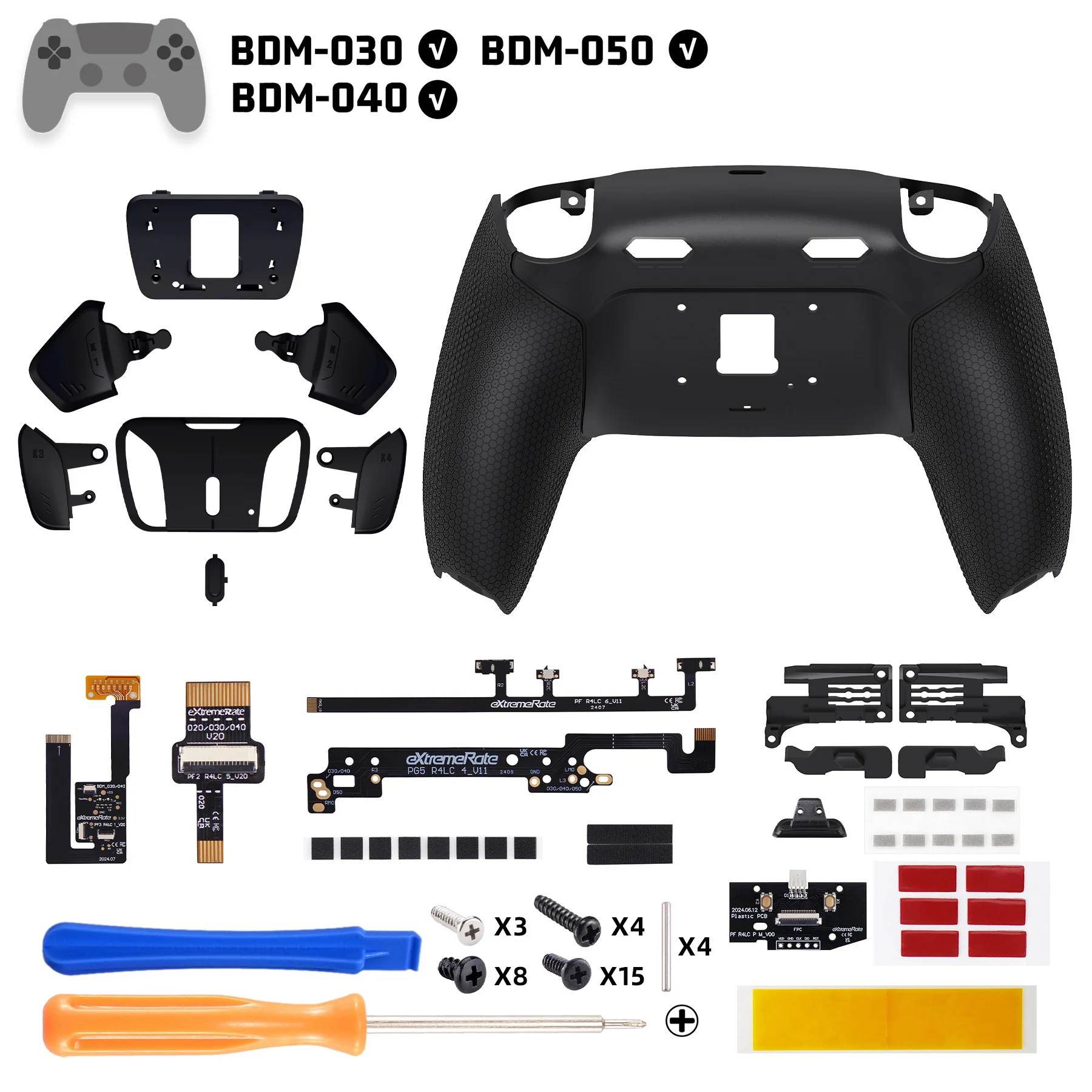 eXtremeRate RISE4 Plus MAX Back Paddles Kit with Clicky Trigger Stops & Rubberized Grip for PS5 Controller BDM-030/040/050 - Black - Image 2