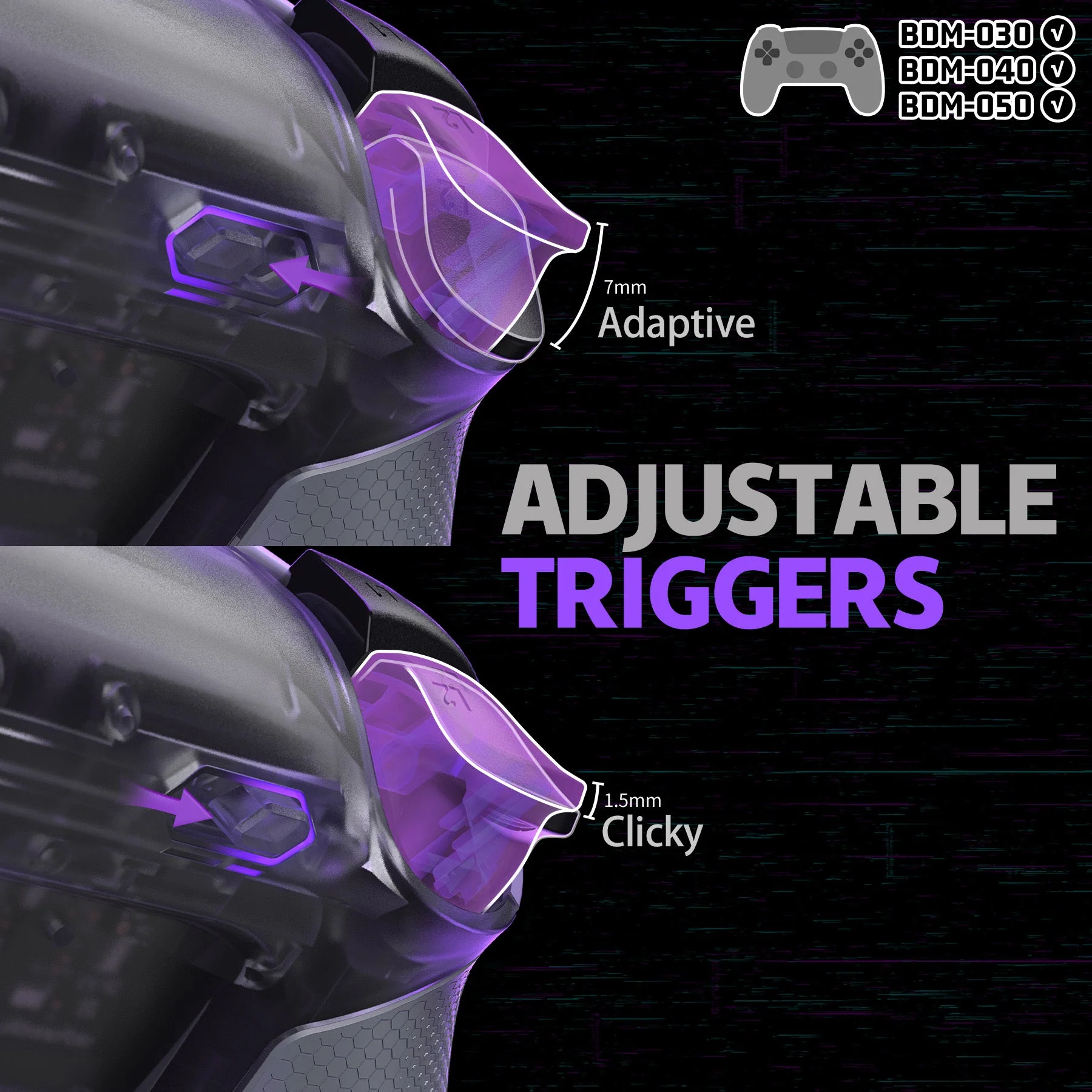 eXtremeRate RISE4 Plus MAX Back Paddles Kit with Clicky Trigger Stops & Rubberized Grip for PS5 Controller BDM-030/040/050 - Clear & Gray - Image 7