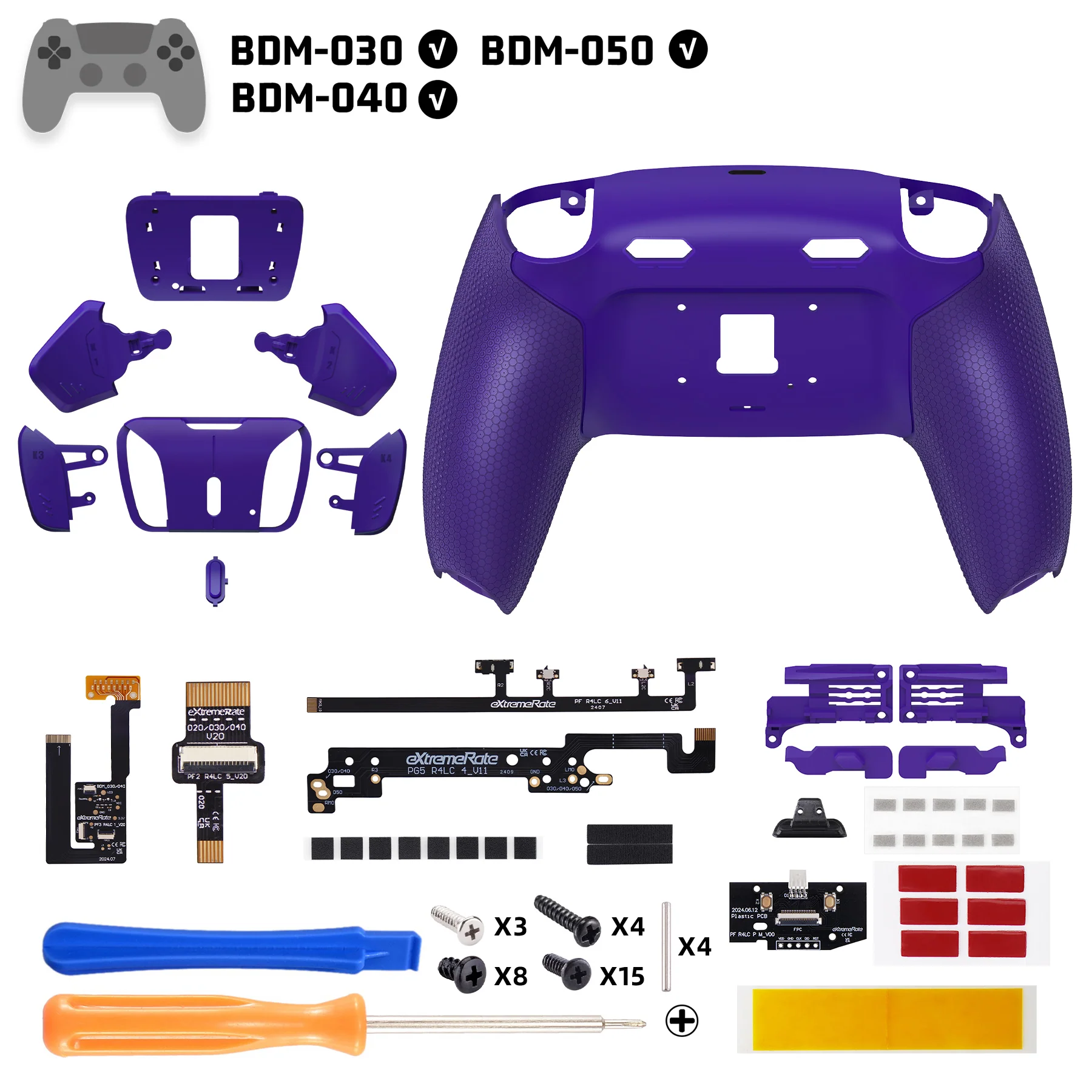eXtremeRate RISE4 Plus MAX Back Paddles Kit with Clicky Trigger Stops & Rubberized Grip for PS5 Controller BDM-030/040/050 - Galactic Purple - Image 2