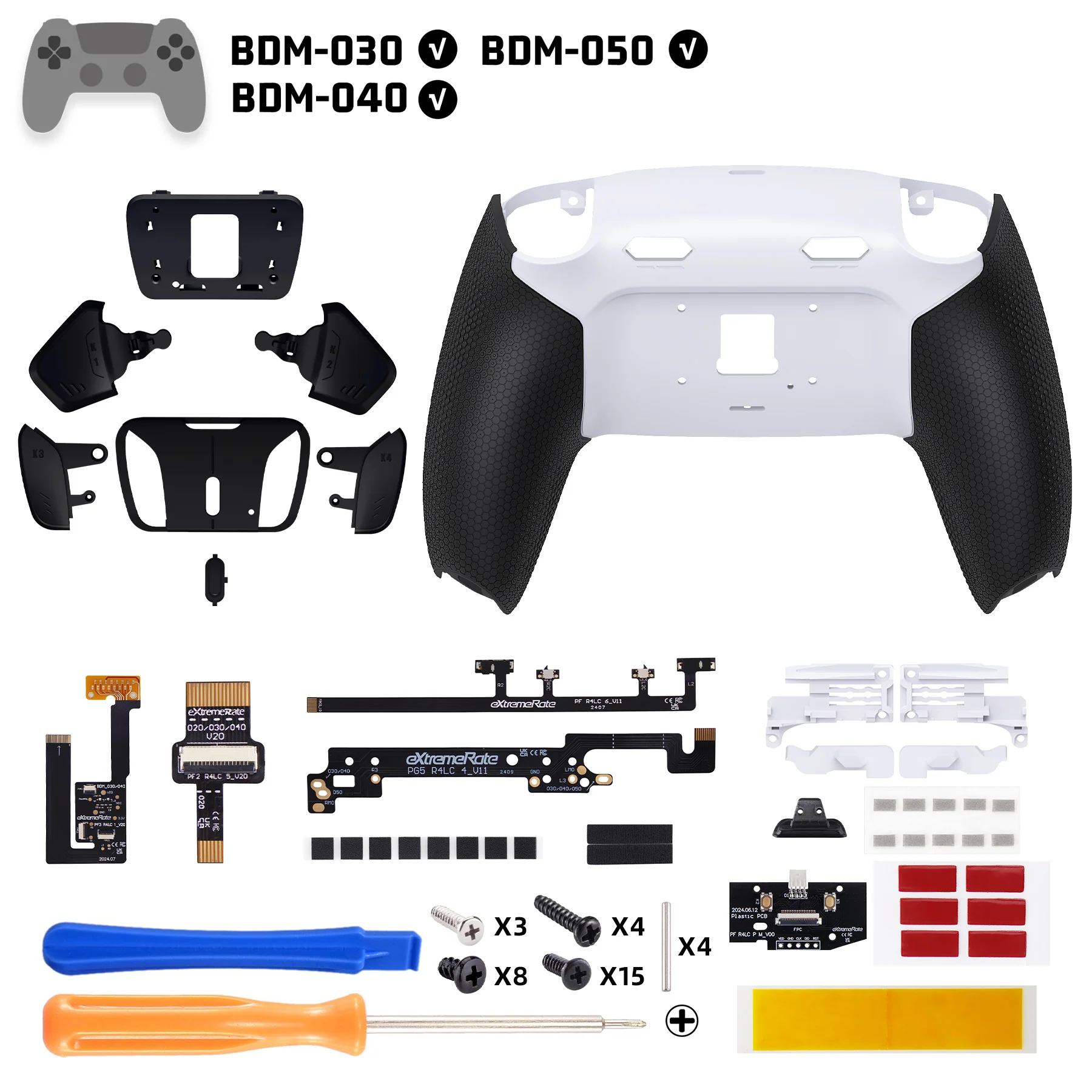 eXtremeRate RISE4 Plus MAX Back Paddles Kit with Clicky Trigger Stops & Rubberized Grip for PS5 Controller BDM-030/040/050 - White Black - Black - Image 2