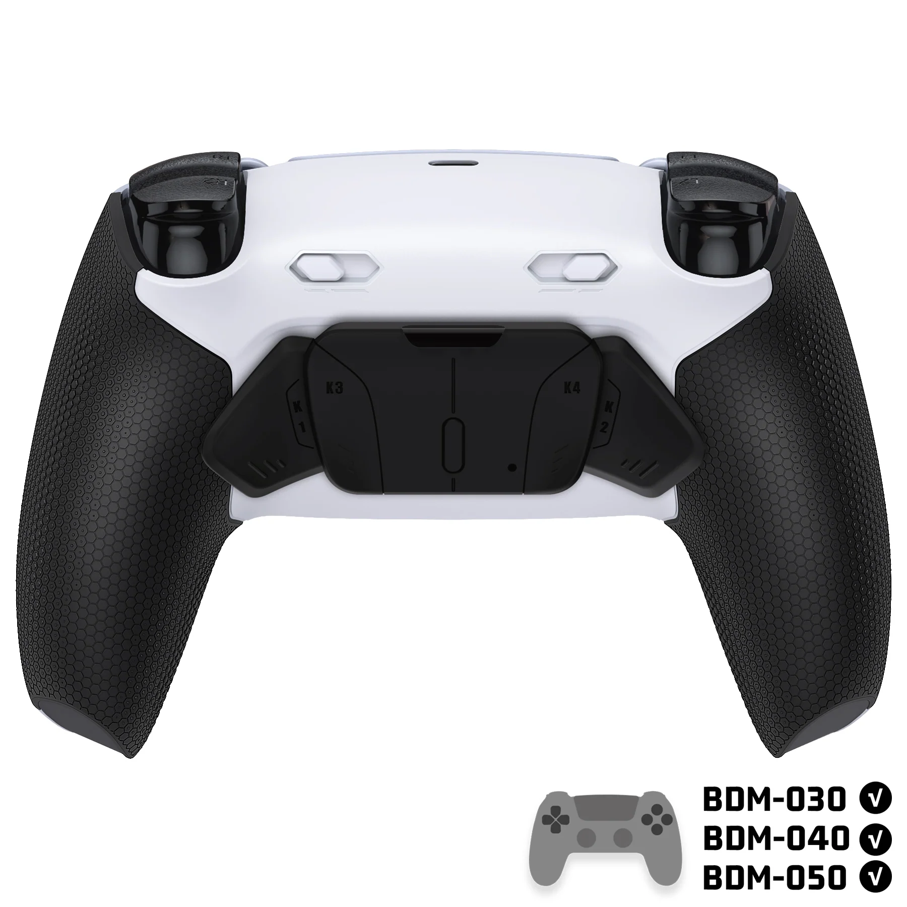 eXtremeRate RISE4 Plus MAX Back Paddles Kit with Clicky Trigger Stops & Rubberized Grip for PS5 Controller BDM-030/040/050 - White Black - Black - Image 4