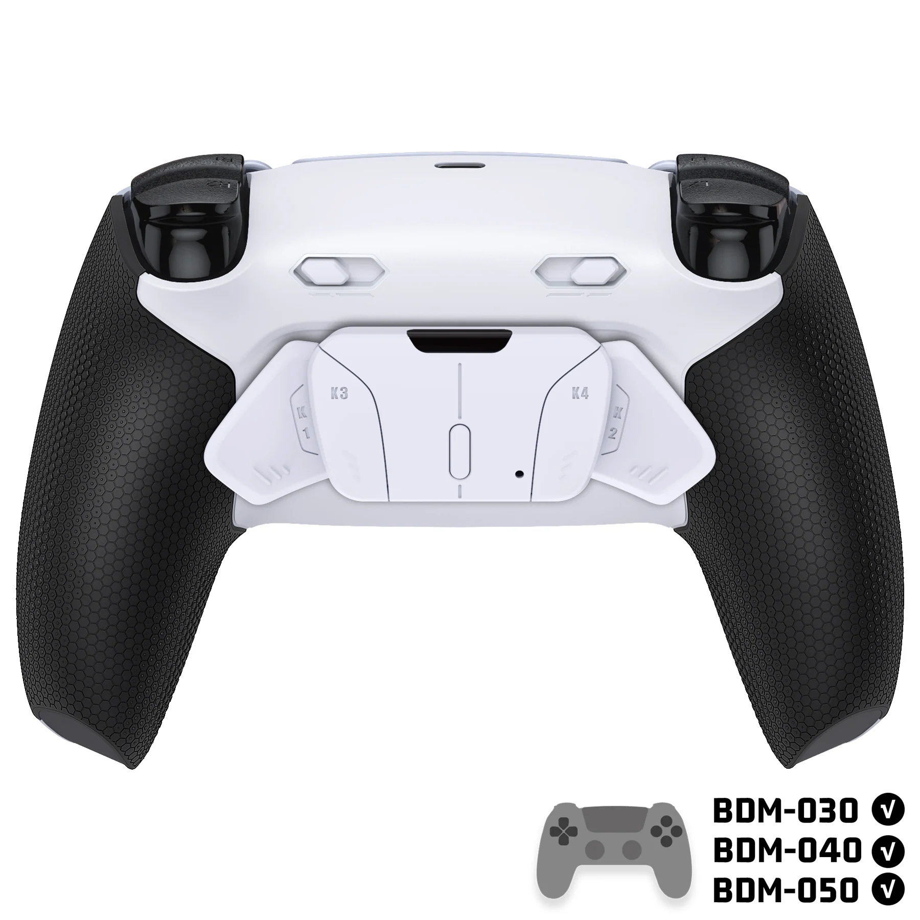 eXtremeRate RISE4 Plus MAX Back Paddles Kit with Clicky Trigger Stops & Rubberized Grip for PS5 Controller BDM-030/040/050 - White Black - White - Image 4